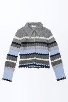 【メゾンスペシャル/MAISON SPECIAL】のMulti Border Spiky Knit Shirt/マルチボーダートゲトゲニットシャツ BLU(ブルー)|ID: prp329100003724163 ipo3291000000024596338