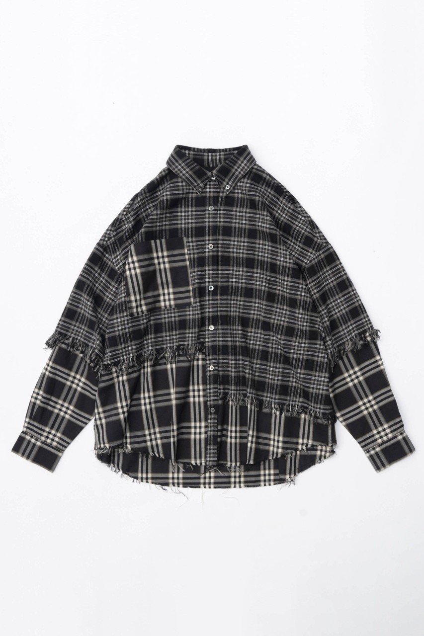 【メゾンスペシャル/MAISON SPECIAL】のCheck Oversized Shirts/チェックオーバーシャツ 人気、トレンドファッション・服の通販 founy(ファニー) 　ファッション　Fashion　レディースファッション　WOMEN　トップス・カットソー　Tops/Tshirt　シャツ/ブラウス　Shirts/Blouses　ヴィンテージ　Vintage　キュプラ　Cupra　コンビ　Combination　スリーブ　Sleeve　チェック　Check　フロント　Front　ロング　Long　ワイド　Wide　 other-1|ID: prp329100003724165 ipo3291000000024596345