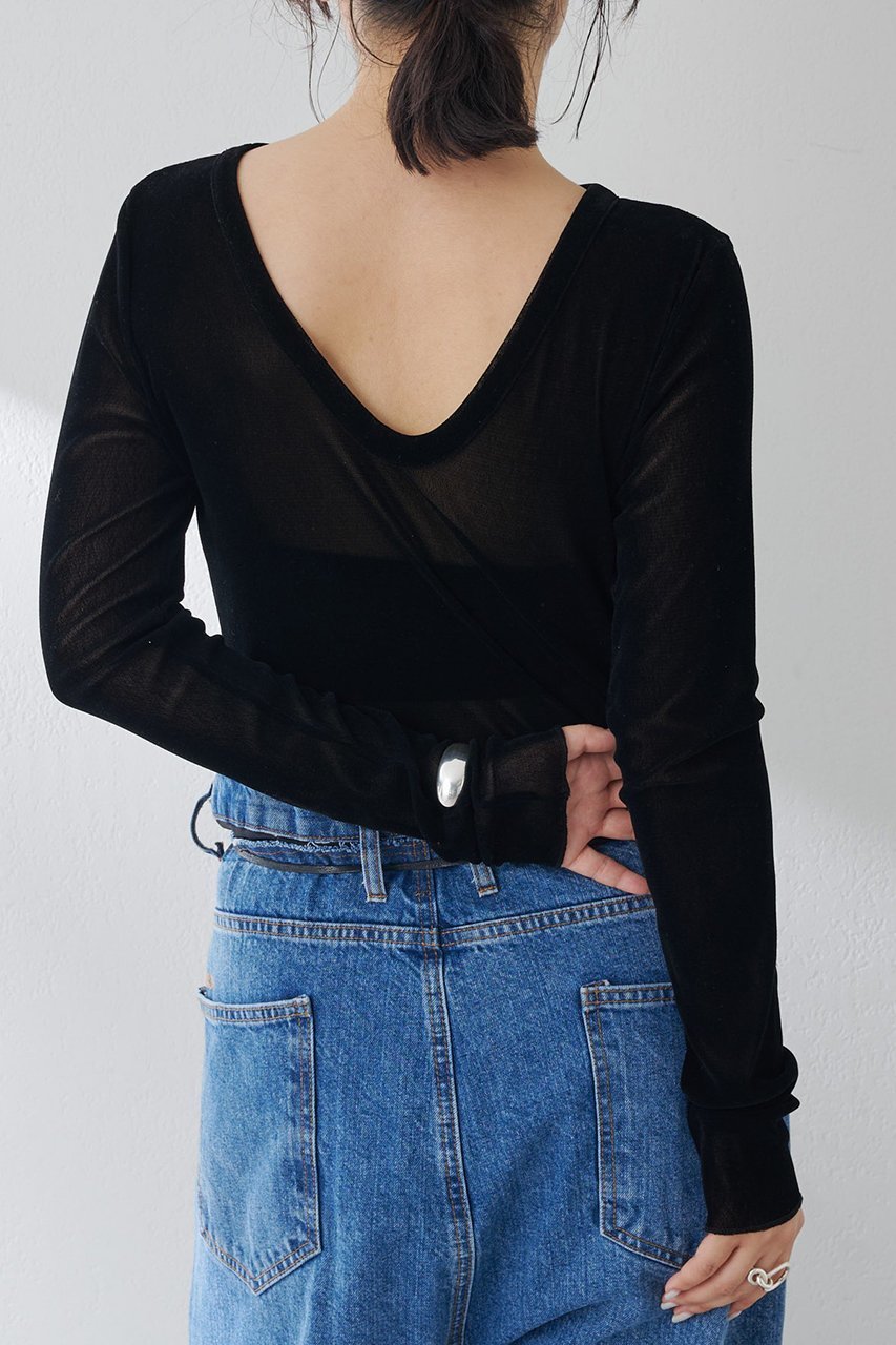 【ウィムガゼット/Whim Gazette】のフロッキーバックシャンカットソー 人気、トレンドファッション・服の通販 founy(ファニー) 　ファッション　Fashion　レディースファッション　Fashion for Women　トップス・カットソー　Cut & Sew Tops　シャツ・ブラウス・オフィスカジュアル　Elegant Blouses & Button-Ups　ロングTシャツ・Tシャツ　Longline T-Shirts & Tees　カットソー・ベーシックTシャツ　Cut-and-Sewn Tops / Stretch Tees & Basics　インナー　Innerwear　エレガント 上品　Elegant　カッティング　Cutting Detail　ジャケット　Jacket, Outerwear　スリーブ　Sleeve, Long Sleeve / Short Sleeve　チュール　Tulip, Tulip Motif　フェミニン　Feminine, Girly　ロング　Long, Long-Length　人気　Popular, Best Seller　other-4|ID: prp329100003724172 ipo3291000000032920372