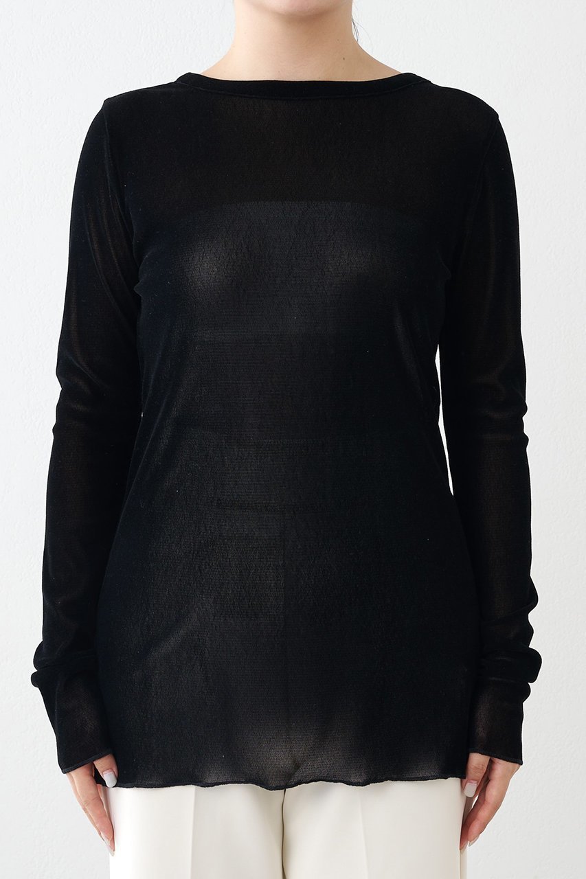 【ウィムガゼット/Whim Gazette】のフロッキーバックシャンカットソー 人気、トレンドファッション・服の通販 founy(ファニー) 　ファッション　Fashion　レディースファッション　Fashion for Women　トップス・カットソー　Cut & Sew Tops　シャツ・ブラウス・オフィスカジュアル　Elegant Blouses & Button-Ups　ロングTシャツ・Tシャツ　Longline T-Shirts & Tees　カットソー・ベーシックTシャツ　Cut-and-Sewn Tops / Stretch Tees & Basics　インナー　Innerwear　エレガント 上品　Elegant　カッティング　Cutting Detail　ジャケット　Jacket, Outerwear　スリーブ　Sleeve, Long Sleeve / Short Sleeve　チュール　Tulip, Tulip Motif　フェミニン　Feminine, Girly　ロング　Long, Long-Length　人気　Popular, Best Seller　other-7|ID: prp329100003724172 ipo3291000000032920402