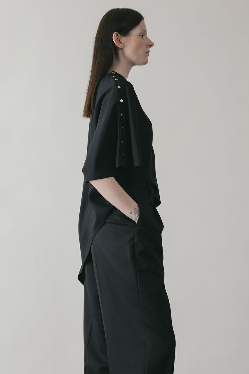 【チノ/CINOH】のBLACK FORMAL ドレープブラウス 人気、トレンドファッション・服の通販 founy(ファニー) 　ファッション　Fashion　レディースファッション　Fashion for Women　トップス・カットソー　Cut & Sew Tops　シャツ・ブラウス・オフィスカジュアル　Elegant Blouses & Button-Ups　アシンメトリー　Asymmetrical Style　エレガント 上品　Elegant　コレクション　Collection, Seasonal Line　ショート　Short, Short Length　スリーブ　Sleeve, Long Sleeve / Short Sleeve　ドット　Polka Dot, Dot Pattern　マニッシュ　Mannish, Boyish　other-8|ID: prp329100003731020 ipo3291000000032924475