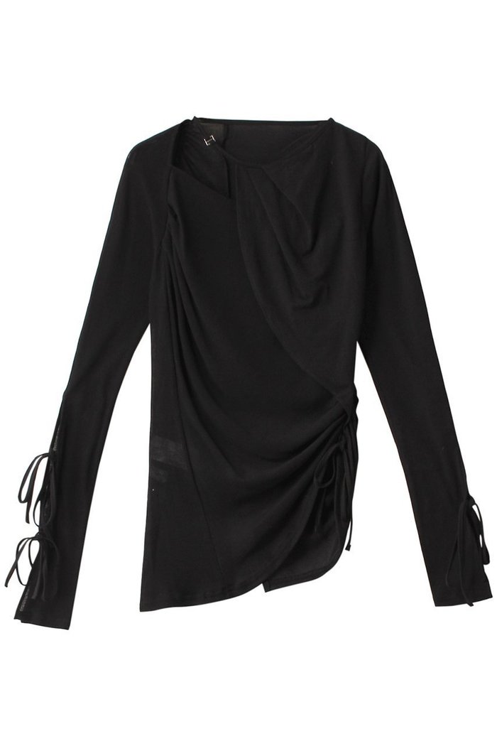 【メゾンスペシャル/MAISON SPECIAL】のRibbon Design Tops/リボンポイントトップス インテリア・キッズ・メンズ・レディースファッション・服の通販 founy(ファニー) https://founy.com/ ファッション Fashion レディースファッション Fashion for Women トップス・カットソー Cut & Sew Tops シャツ・ブラウス・オフィスカジュアル Elegant Blouses & Button-Ups ロングTシャツ・Tシャツ Longline T-Shirts & Tees カットソー・ベーシックTシャツ Cut-and-Sewn Tops / Stretch Tees & Basics ガーリー Girly, Feminine Style スリーブ Sleeve, Long Sleeve / Short Sleeve ドレープ Drape, Draping Fabric ロング Long, Long-Length |ID: prp329100003731045 ipo3291000000032840828