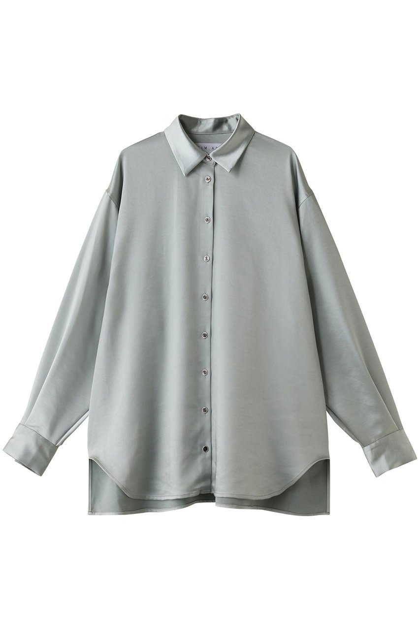 【リムアーク/RIM.ARK】のSatin oversized SH/シャツ インテリア・キッズ・メンズ・レディースファッション・服の通販 founy(ファニー) 　ファッション　Fashion　レディースファッション　Fashion for Women　トップス・カットソー　Cut & Sew Tops　シャツ・ブラウス・オフィスカジュアル　Elegant Blouses & Button-Ups　サテン　Satin, Glossy Fabric　シンプル　Simple, Minimal　スリーブ　Sleeve, Long Sleeve / Short Sleeve　ロング　Long, Long-Length　グリーン|ID: prp329100003731219 ipo3291000000036723471