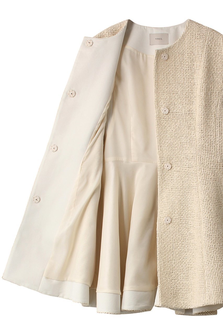 【ル フィル/LE PHIL】のシルクロービングペプラムジレ 人気、トレンドファッション・服の通販 founy(ファニー) 　ファッション　Fashion　レディースファッション　Fashion for Women　アウター　Coat / Outerwear Collection　レディースジャケット・軽アウター　Jackets　おすすめ　Recommended / Our Picks　ジャケット　Jacket, Outerwear　パターン　Pattern, Design Print　フレア　Flare, Flared　ベスト　Vest, Waistcoat　other-6|ID: prp329100003731230 ipo3291000000036062068