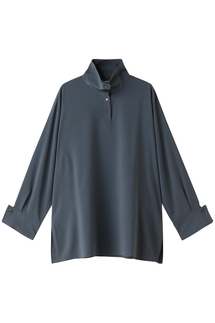 【ミディウミソリッド/MIDIUMISOLID】のhigh neck shirt シャツ インテリア・キッズ・メンズ・レディースファッション・服の通販 founy(ファニー) 　ファッション　Fashion　レディースファッション　WOMEN　トップス・カットソー　Tops/Tshirt　シャツ/ブラウス　Shirts/Blouses　なめらか　Smooth　カフス　Cuffs　スタイリッシュ　Stylish　スリーブ　Sleeve　ハイネック　High Neck　ロング　Long　エレガント 上品　Elegant　blue|ID: prp329100003739420 ipo3291000000029988658