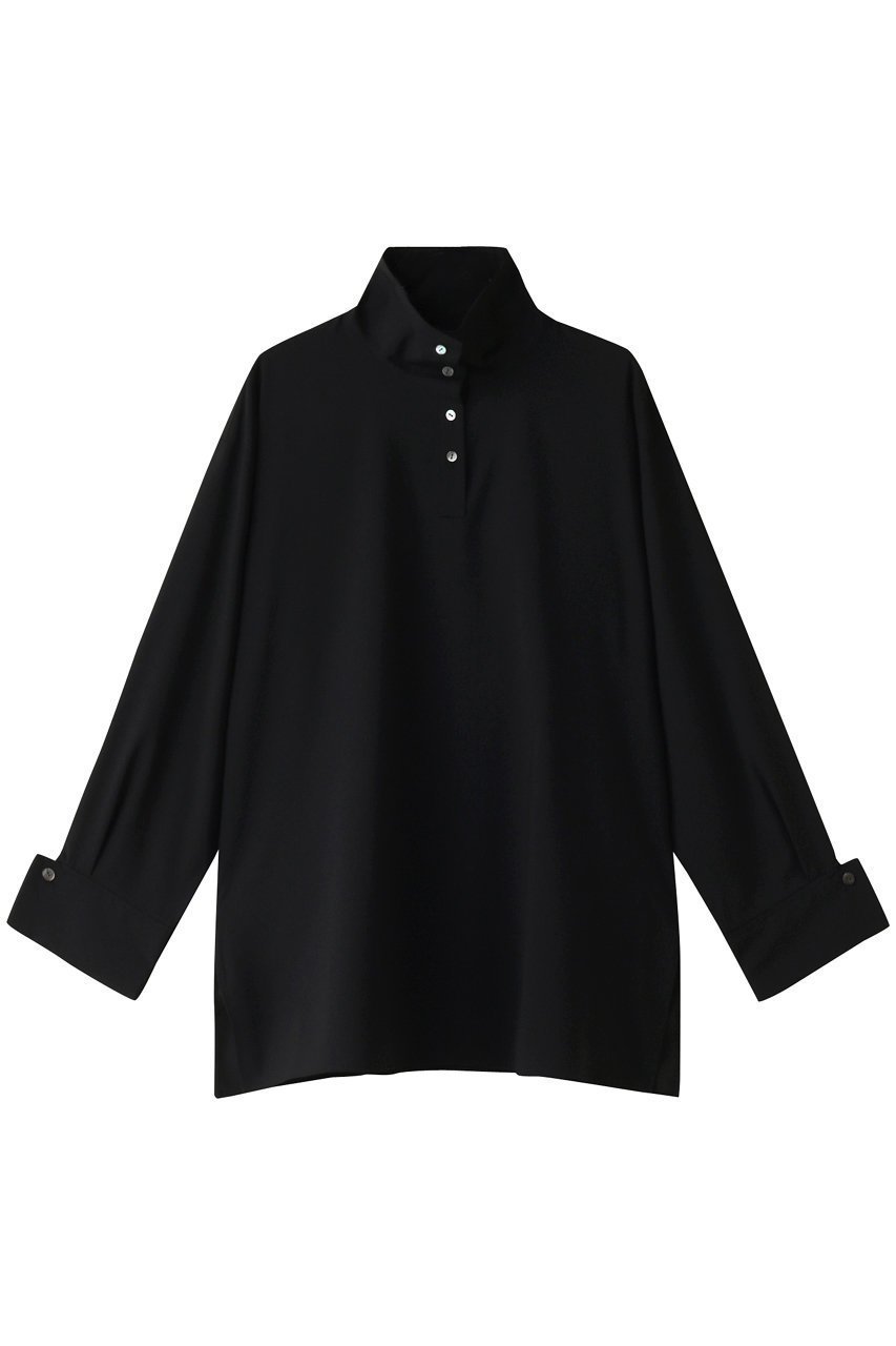 【ミディウミソリッド/MIDIUMISOLID】のhigh neck shirt シャツ インテリア・キッズ・メンズ・レディースファッション・服の通販 founy(ファニー) 　ファッション　Fashion　レディースファッション　WOMEN　トップス・カットソー　Tops/Tshirt　シャツ/ブラウス　Shirts/Blouses　なめらか　Smooth　カフス　Cuffs　スタイリッシュ　Stylish　スリーブ　Sleeve　ハイネック　High Neck　ロング　Long　エレガント 上品　Elegant　black|ID: prp329100003739420 ipo3291000000029988659