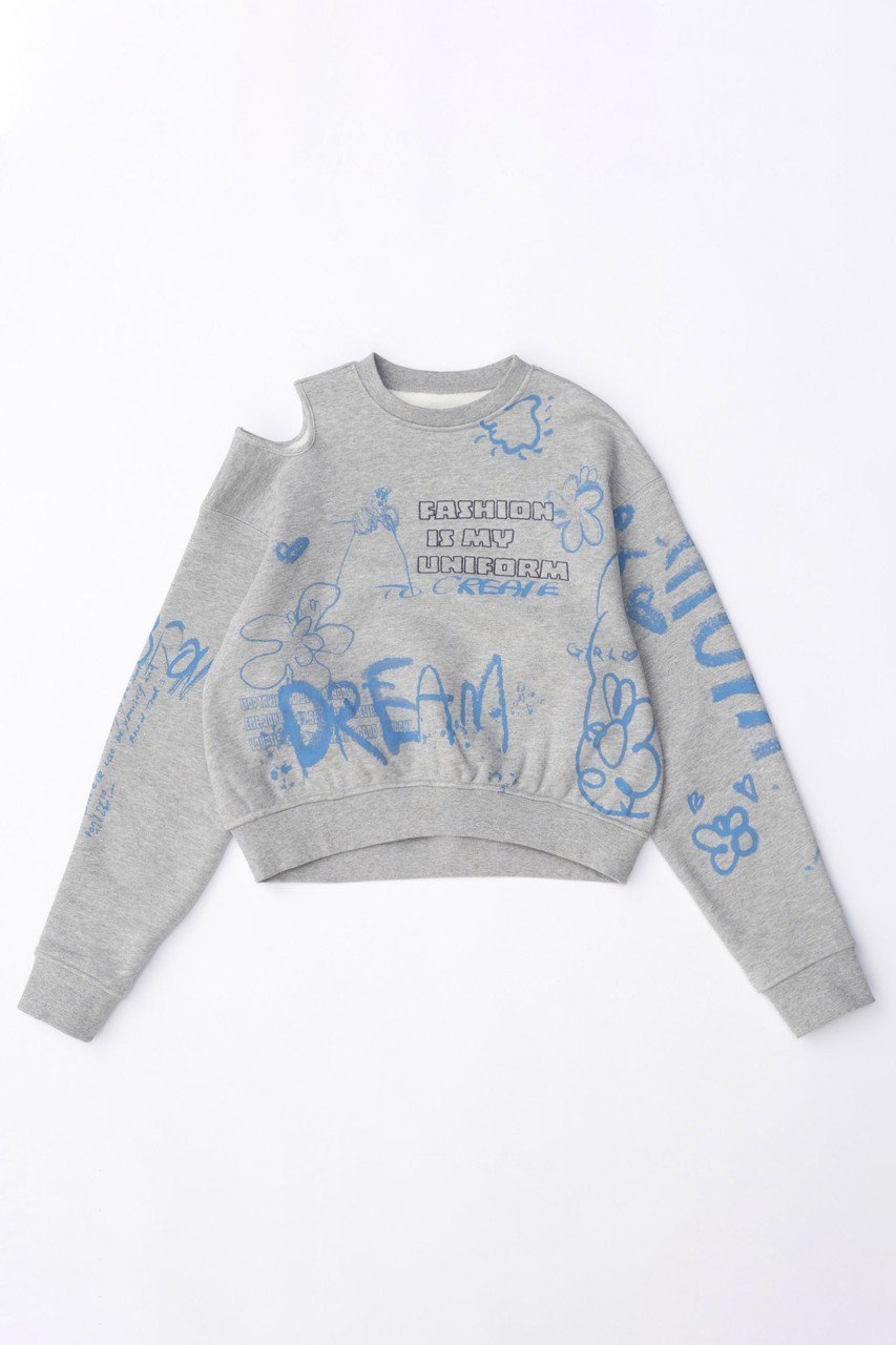 【メゾンスペシャル/MAISON SPECIAL】のHand Drawn Dream Sweatshirt/ハンドドローイングドリームスウェット インテリア・キッズ・メンズ・レディースファッション・服の通販 founy(ファニー) 　ファッション　Fashion　レディースファッション　WOMEN　トップス・カットソー　Tops/Tshirt　シャツ/ブラウス　Shirts/Blouses　パーカ　Sweats　ロング / Tシャツ　T-Shirts　スウェット　Sweat　カットソー　Cut and Sewn　ショート　Short　スウェット　Sweat　ストレッチ　Stretch　スリット　Slit　バランス　Balance　春　Spring　GRY(グレー)|ID: prp329100003741452 ipo3291000000024677830