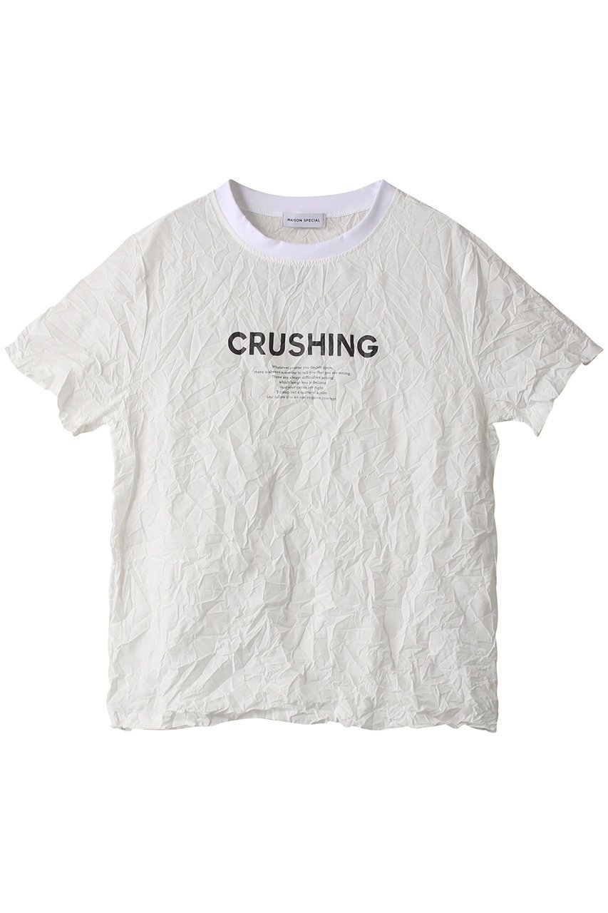 【メゾンスペシャル/MAISON SPECIAL】のCRUSHING Washer T-shirt/CRUSHINGワッシャーTシャツ インテリア・キッズ・メンズ・レディースファッション・服の通販 founy(ファニー) 　ファッション　Fashion　レディースファッション　Fashion for Women　トップス・カットソー　Cut & Sew Tops　シャツ・ブラウス・オフィスカジュアル　Elegant Blouses & Button-Ups　ロングTシャツ・Tシャツ　Longline T-Shirts & Tees　カットソー・ベーシックTシャツ　Cut-and-Sewn Tops / Stretch Tees & Basics　インナー　Innerwear　グラフィック　Graphic, Graphic Design　ショート　Short, Short Length　ジャケット　Jacket, Outerwear　スリーブ　Sleeve, Long Sleeve / Short Sleeve　ワッシャー　Washer, Crinkled Finish　夏　Summer　WHT(ホワイト)|ID: prp329100003741453 ipo3291000000034909263