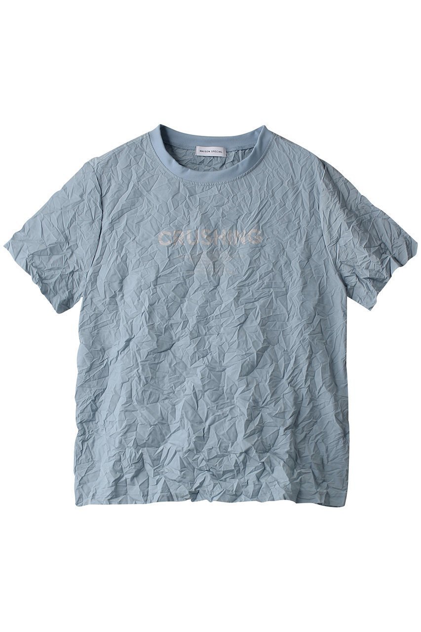 【メゾンスペシャル/MAISON SPECIAL】のCRUSHING Washer T-shirt/CRUSHINGワッシャーTシャツ インテリア・キッズ・メンズ・レディースファッション・服の通販 founy(ファニー) 　ファッション　Fashion　レディースファッション　Fashion for Women　トップス・カットソー　Cut & Sew Tops　シャツ・ブラウス・オフィスカジュアル　Elegant Blouses & Button-Ups　ロングTシャツ・Tシャツ　Longline T-Shirts & Tees　カットソー・ベーシックTシャツ　Cut-and-Sewn Tops / Stretch Tees & Basics　インナー　Innerwear　グラフィック　Graphic, Graphic Design　ショート　Short, Short Length　ジャケット　Jacket, Outerwear　スリーブ　Sleeve, Long Sleeve / Short Sleeve　ワッシャー　Washer, Crinkled Finish　夏　Summer　BLU(ブルー)|ID: prp329100003741453 ipo3291000000035862534