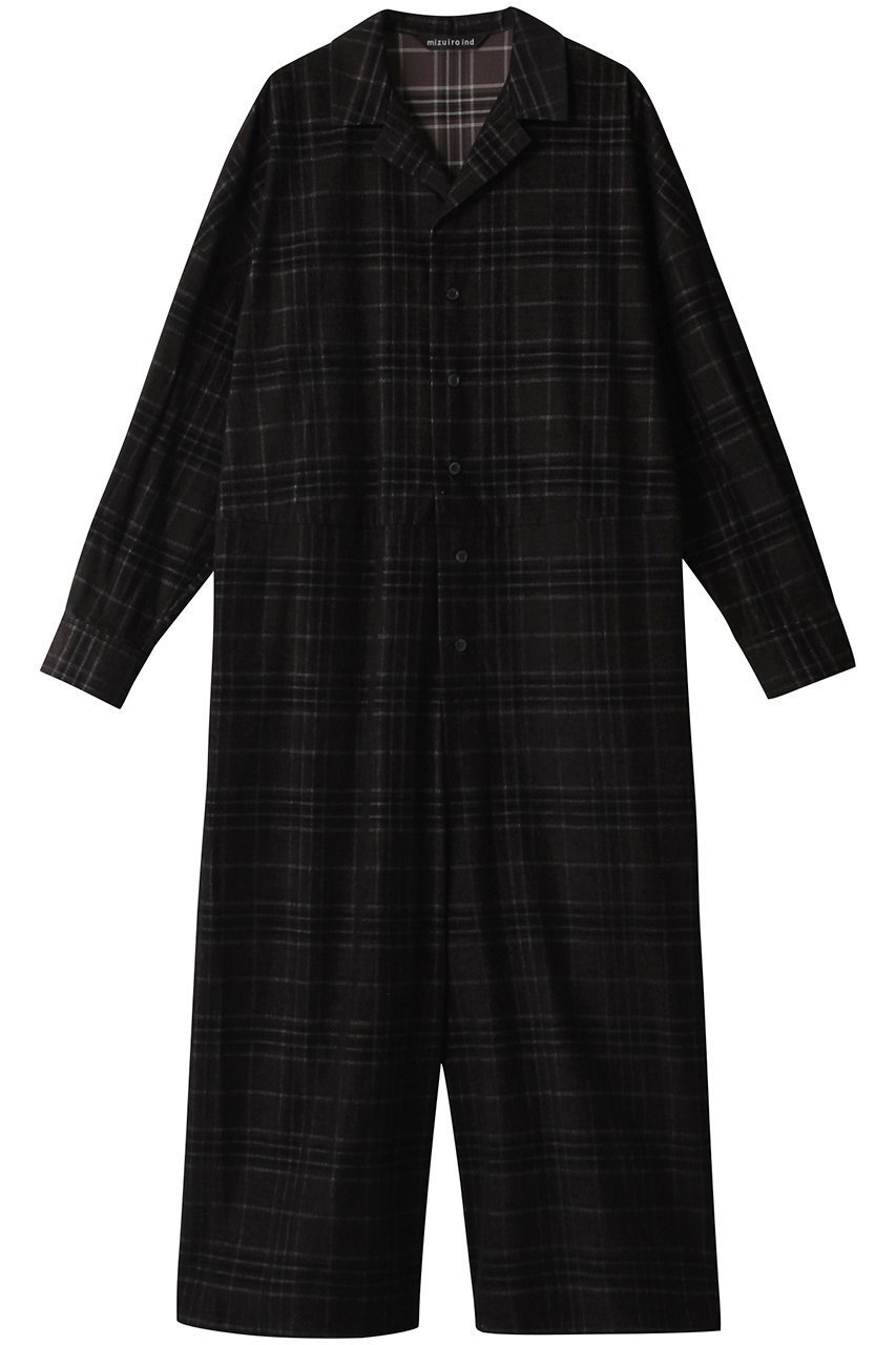 【ミズイロ インド/mizuiro ind】のcheck all in one オールインワン インテリア・キッズ・メンズ・レディースファッション・服の通販 founy(ファニー) 　ファッション　Fashion　レディースファッション　Fashion for Women　パンツ　Pants & Trousers　チェック　Check, Plaid, Tartan　ハイネック　High Neck, Mock Neck　A/W・秋冬　Autumn/Winter　black|ID: prp329100003744484 ipo3291000000032828505