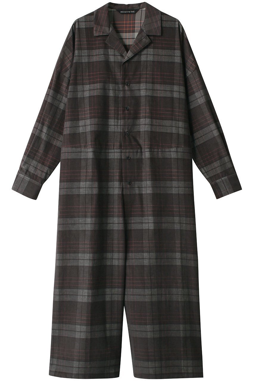 【ミズイロ インド/mizuiro ind】のcheck all in one オールインワン インテリア・キッズ・メンズ・レディースファッション・服の通販 founy(ファウニー) 　ファッション　Fashion　レディースファッション　Fashion for Women　パンツ　Pants & Trousers　チェック　Check, Plaid, Tartan　ハイネック　High Neck, Mock Neck　A/W・秋冬　Autumn/Winter　khaki|ID: prp329100003744484 ipo3291000000036751651
