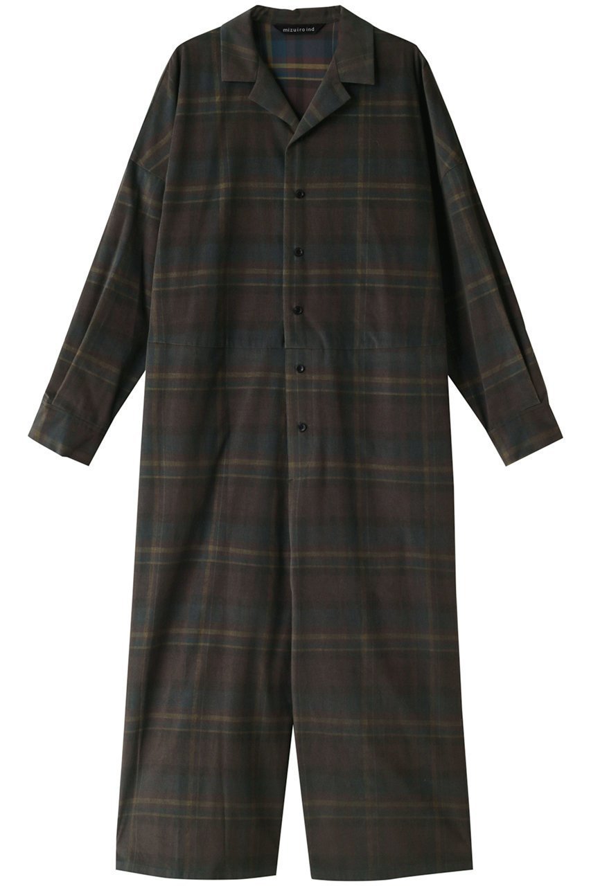 【ミズイロ インド/mizuiro ind】のcheck all in one オールインワン インテリア・キッズ・メンズ・レディースファッション・服の通販 founy(ファウニー) 　ファッション　Fashion　レディースファッション　Fashion for Women　パンツ　Pants & Trousers　チェック　Check, Plaid, Tartan　ハイネック　High Neck, Mock Neck　A/W・秋冬　Autumn/Winter　green|ID: prp329100003744484 ipo3291000000036751653