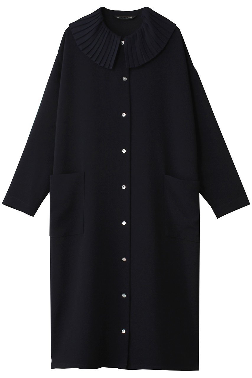 【ミズイロ インド/mizuiro ind】のpleats collar OP ワンピース インテリア・キッズ・メンズ・レディースファッション・服の通販 founy(ファニー) 　ファッション　Fashion　レディースファッション　Fashion for Women　ワンピース　Dresses　チュニック　Tunic Tops & Dresses　チュニック　Tunic, Long Top　プリーツ　Pleats, Pleated　ロング　Long, Long-Length　エレガント 上品　Elegant　navy|ID: prp329100003744485 ipo3291000000032889914