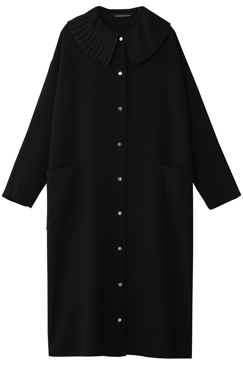 【ミズイロ インド/mizuiro ind】のpleats collar OP ワンピース インテリア・キッズ・メンズ・レディースファッション・服の通販 founy(ファニー) 　ファッション　Fashion　レディースファッション　Fashion for Women　ワンピース　Dresses　チュニック　Tunic Tops & Dresses　チュニック　Tunic, Long Top　プリーツ　Pleats, Pleated　ロング　Long, Long-Length　エレガント 上品　Elegant　black|ID: prp329100003744485 ipo3291000000032889922