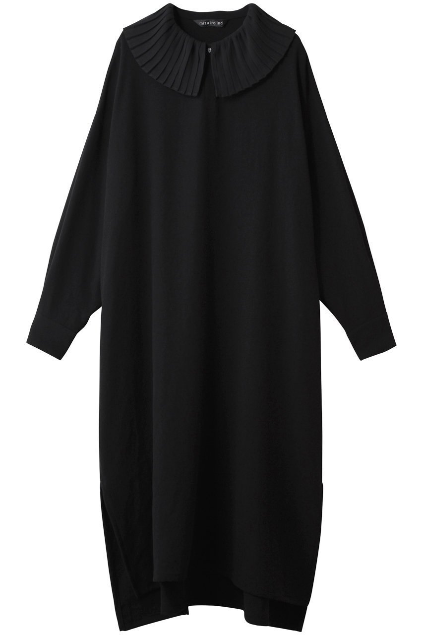【ミズイロ インド/mizuiro ind】のpleats collar OP ワンピース インテリア・キッズ・メンズ・レディースファッション・服の通販 founy(ファニー) 　ファッション　Fashion　レディースファッション　Fashion for Women　ワンピース　Dresses　チュニック　Tunic Tops & Dresses　エレガント 上品　Elegant　カーディガン　Cardigan, Knitwear　スリーブ　Sleeve, Long Sleeve / Short Sleeve　タイツ　Tights, Legwear　チュニック　Tunic, Long Top　プリーツ　Pleats, Pleated　ロング　Long, Long-Length　新作・新入荷　New Arrivals / New In　black|ID: prp329100003744485 ipo3291000000034229117