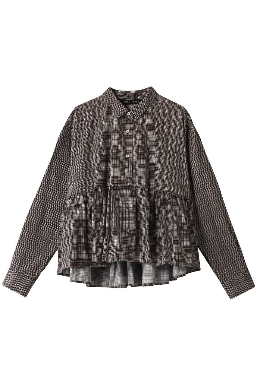 【ミズイロ インド/mizuiro ind】のcheck print gather waist shirt シャツ インテリア・キッズ・メンズ・レディースファッション・服の通販 founy(ファニー) 　ファッション　Fashion　レディースファッション　WOMEN　トップス・カットソー　Tops/Tshirt　シャツ/ブラウス　Shirts/Blouses　ロング / Tシャツ　T-Shirts　ギャザー　Gather　スリーブ　Sleeve　チェック　Check　トレンド　Trend　フェミニン　Feminine　フレア　Flare　ロング　Long　c.gray|ID: prp329100003744486 ipo3291000000029937940