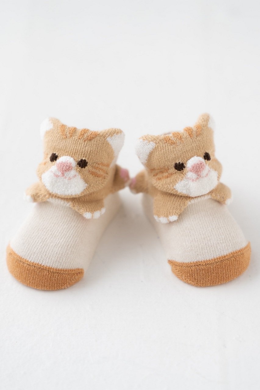 【ポプキンズ/POMPKINS / KIDS】の【Baby】【POP UP SOX】ねこ インテリア・キッズ・メンズ・レディースファッション・服の通販 founy(ファニー) 　ファッション　Fashion　キッズファッション　Fashion for Kids　おすすめ　Recommended / Our Picks　シューズ　Shoes, Footwear　ソックス　Socks, Hosiery　ネコ　Cat, Feline Motif　日本製　Made In Japan　ベージュ|ID: prp329100003750765 ipo3291000000032841547