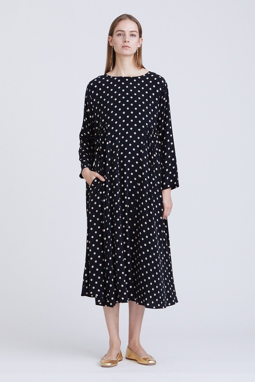 【ハウス オブ ロータス/HOUSE OF LOTUS】のキュプラレーヨンドットワンピース 人気、トレンドファッション・服の通販 founy(ファニー) 　ファッション　Fashion　レディースファッション　Fashion for Women　ワンピース　Dresses　チュニック　Tunic Tops & Dresses　キュプラ　Cupro, Eco Fabric　ギャザー　Gathered, Ruffled　チュニック　Tunic, Long Top　ドット　Polka Dot, Dot Pattern　プリント　Print, Printed Pattern　other-6|ID: prp329100003757501 ipo3291000000032894694