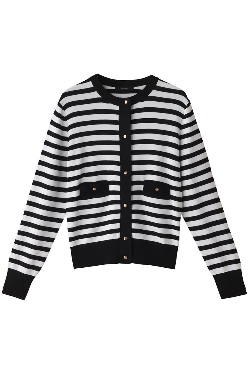 【アルアバイル/allureville】のポケットクルーカーディガン A インテリア・キッズ・メンズ・レディースファッション・服の通販 founy(ファニー) 　ファッション　Fashion　レディースファッション　Fashion for Women　トップス・カットソー　Cut & Sew Tops　ニット　Knit Tops & Sweaters　カーディガン・羽織り　Layered Style Cardigans　カーディガン　Cardigan, Knitwear　コンパクト　Compact, Small Size　バランス　Balance, Style Balance　ポケット　Pocket, Pocket Detail　メタル　Metal, Metal Parts　ブラック系|ID: prp329100003757504 ipo3291000000032949275