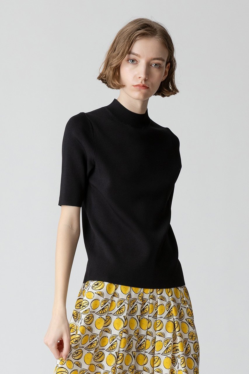 【アルアバイル/allureville】の総針モックNC5分袖プルオーバー A 人気、トレンドファッション・服の通販 founy(ファニー) 　ファッション　Fashion　レディースファッション　Fashion for Women　トップス・カットソー　Cut & Sew Tops　ニット　Knit Tops & Sweaters　カジュアルプルオーバー・ニットトップス　Pullovers & Knit Tops / Casual Pullovers　なめらか　Smooth, Silky Texture　バランス　Balance, Style Balance　ボトム　Bottoms, Lower Wear　モックネック　Mock Neck, Short Turtleneck　ワイド　Wide, Wide Fit　エレガント 上品　Elegant　人気　Popular, Best Seller　other-6|ID: prp329100003757508 ipo3291000000032944991