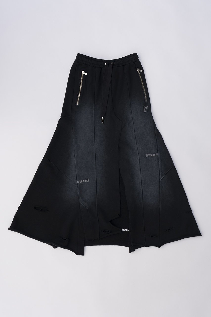 【プランク プロジェクト/PRANK PROJECT】のスウェットマキシスカート / Sweatshirt Maxi Skirt インテリア・キッズ・メンズ・レディースファッション・服の通販 founy(ファニー) 　ファッション　Fashion　レディースファッション　WOMEN　スカート　Skirt　ロングスカート　Long Skirt　スウェット　Sweat　ダメージ　Damage　フレア　Flare　フロント　Front　マキシ　Maxi　ロング　Long　BLK(ブラック)|ID: prp329100003757575 ipo3291000000024750286