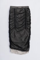 【プランク プロジェクト/PRANK PROJECT】のシアーレイヤーシャーリングタイトスカート / Sheer Layered Shirring Tight Skirt BLK(ブラック)|ID:prp329100003757578