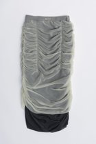 【プランク プロジェクト/PRANK PROJECT】のシアーレイヤーシャーリングタイトスカート / Sheer Layered Shirring Tight Skirt LIME(ライム)|ID:prp329100003757578