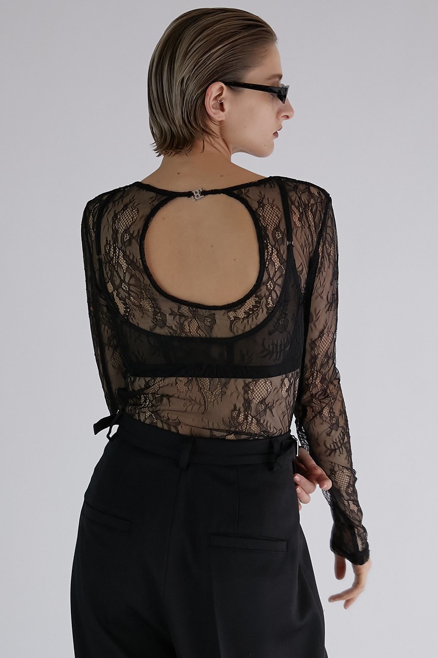 【プランク プロジェクト/PRANK PROJECT】のバックオープンレーストップス / Back Open Lace Top 人気、トレンドファッション・服の通販 founy(ファニー) 　ファッション　Fashion　レディースファッション　Fashion for Women　トップス・カットソー　Cut & Sew Tops　シャツ・ブラウス・オフィスカジュアル　Elegant Blouses & Button-Ups　インナー　Innerwear　スリーブ　Sleeve, Long Sleeve / Short Sleeve　フロント　Front, Front Design　レース　Lace, Lace Fabric　ロング　Long, Long-Length　切替　Switching, Contrast Panel　other-8|ID: prp329100003757590 ipo3291000000036878076