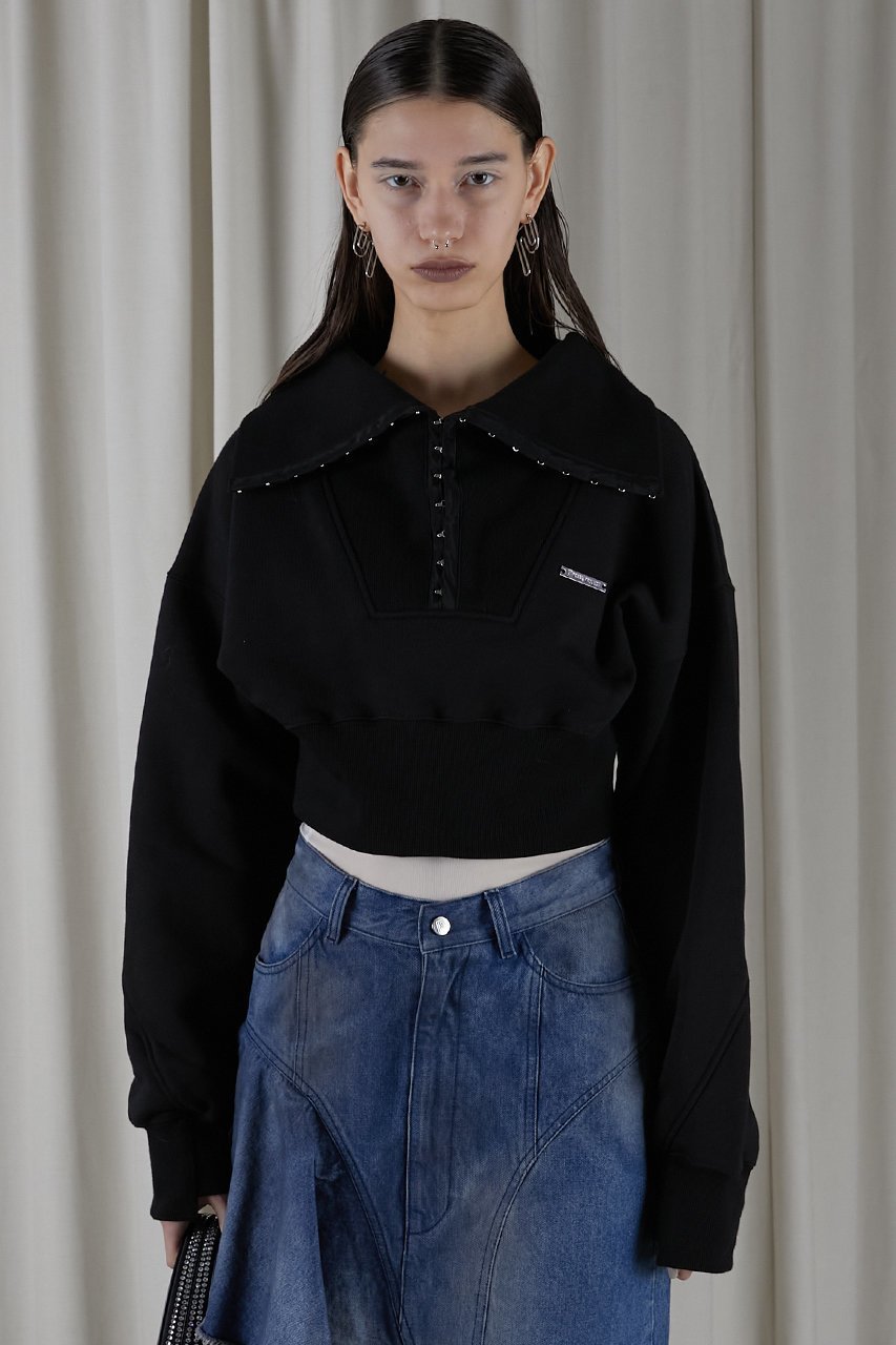 【プランク プロジェクト/PRANK PROJECT】のフックアイカラークロップドスウェット / Hook Eye Collar Cropped Sweatshirt 人気、トレンドファッション・服の通販 founy(ファニー) 　ファッション　Fashion　レディースファッション　WOMEN　トップス・カットソー　Tops/Tshirt　シャツ/ブラウス　Shirts/Blouses　パーカ　Sweats　ロング / Tシャツ　T-Shirts　スウェット　Sweat　カットソー　Cut and Sewn　おすすめ　Recommend　フロント　Front　ボトム　Bottom　other-7|ID: prp329100003757592 ipo3291000000031371295