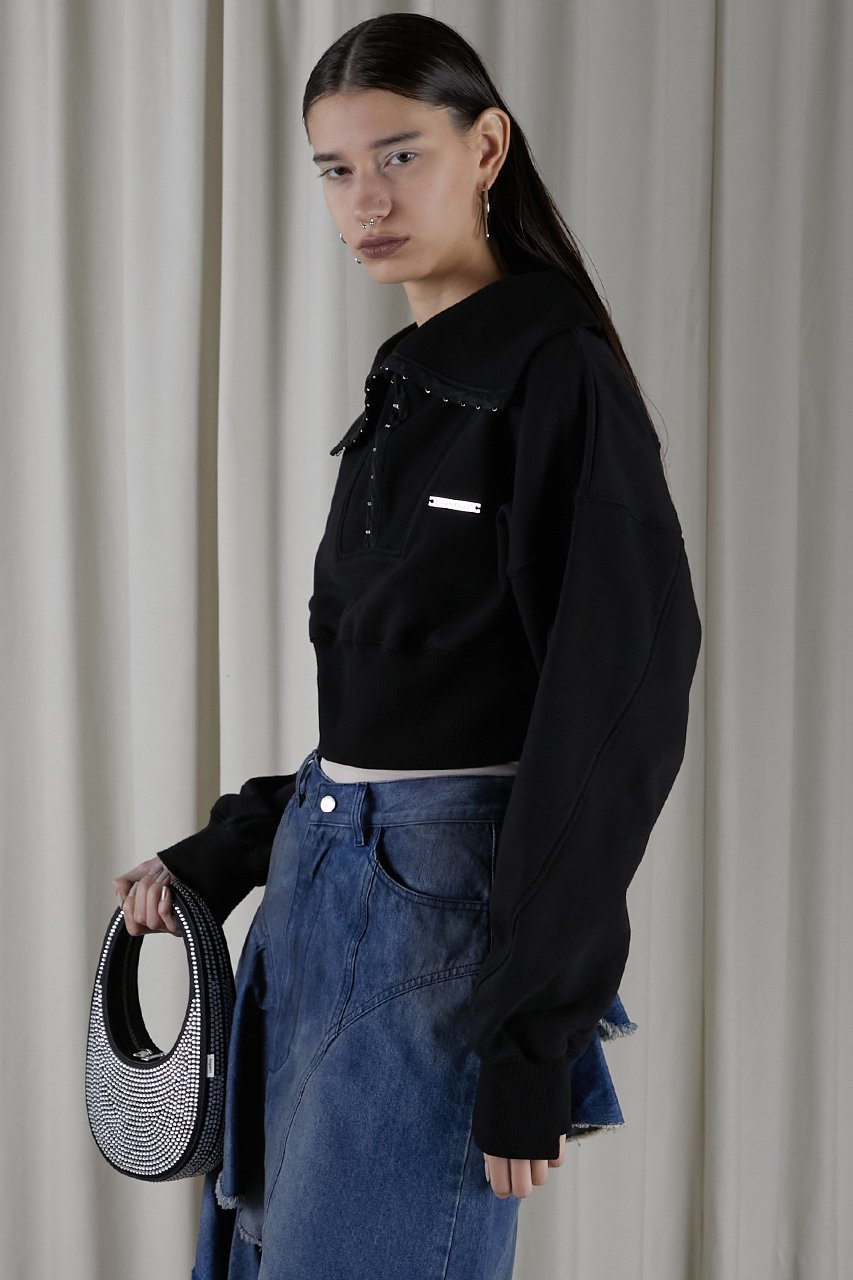 【プランク プロジェクト/PRANK PROJECT】のフックアイカラークロップドスウェット / Hook Eye Collar Cropped Sweatshirt 人気、トレンドファッション・服の通販 founy(ファニー) 　ファッション　Fashion　レディースファッション　WOMEN　トップス・カットソー　Tops/Tshirt　シャツ/ブラウス　Shirts/Blouses　パーカ　Sweats　ロング / Tシャツ　T-Shirts　スウェット　Sweat　カットソー　Cut and Sewn　おすすめ　Recommend　フロント　Front　ボトム　Bottom　other-8|ID: prp329100003757592 ipo3291000000031371297