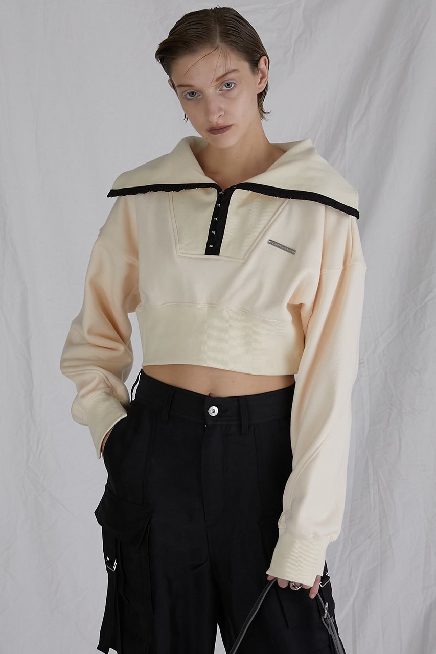 【プランク プロジェクト/PRANK PROJECT】のフックアイカラークロップドスウェット / Hook Eye Collar Cropped Sweatshirt 人気、トレンドファッション・服の通販 founy(ファニー) 　ファッション　Fashion　レディースファッション　Fashion for Women　トップス・カットソー　Cut & Sew Tops　シャツ・ブラウス・オフィスカジュアル　Elegant Blouses & Button-Ups　レディースパーカー・カジュアルフーディー　Casual Hoodies & Sweatshirts　ロングTシャツ・Tシャツ　Longline T-Shirts & Tees　スウェット・クルーネックトップス　Sweatshirts & Crewnecks / Relaxed Fit Sweat Tops　カットソー・ベーシックTシャツ　Cut-and-Sewn Tops / Stretch Tees & Basics　おすすめ　Recommended / Our Picks　フロント　Front, Front Design　ボトム　Bottoms, Lower Wear　other-7|ID: prp329100003757592 ipo3291000000032842064