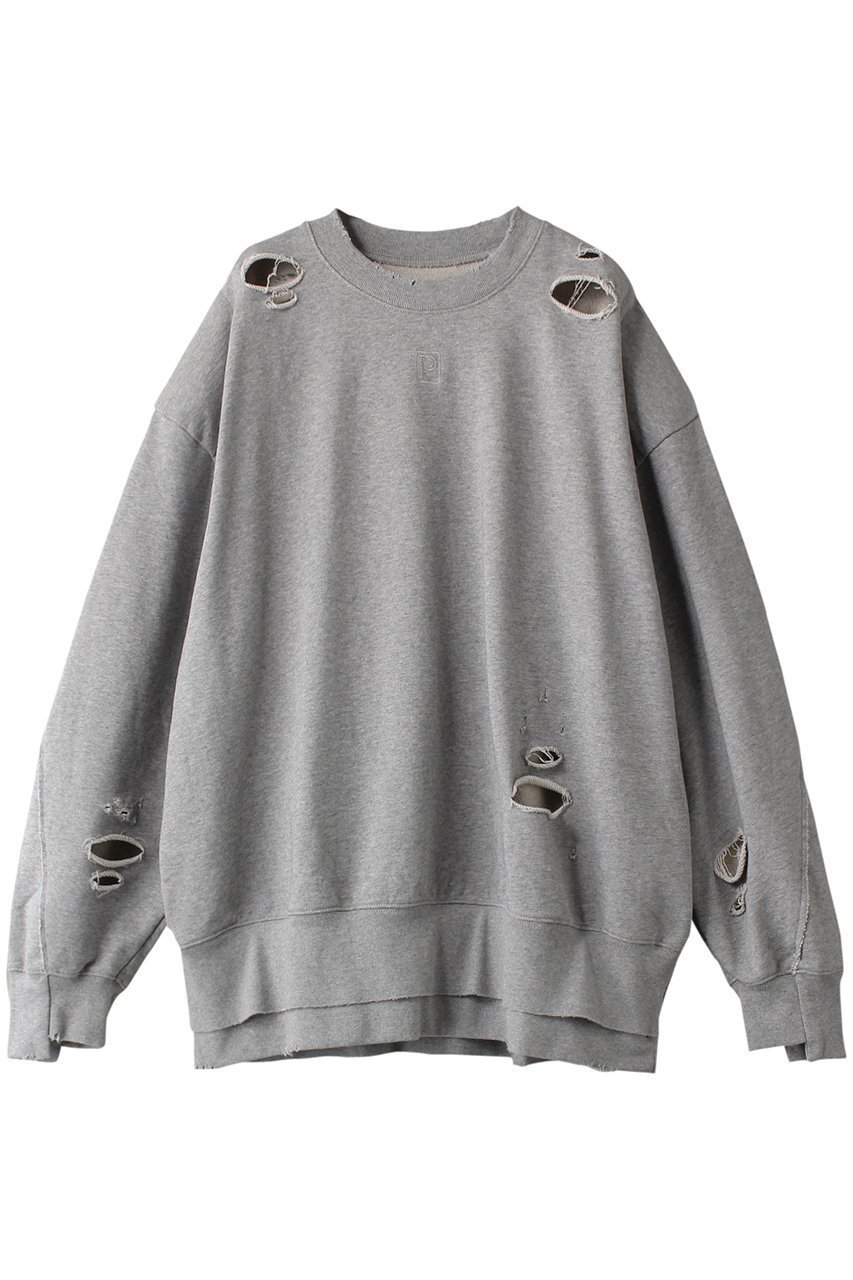 【プランク プロジェクト/PRANK PROJECT】のオーバーサイズダメージスウェット / Oversized Damaged Sweatshirt インテリア・キッズ・メンズ・レディースファッション・服の通販 founy(ファニー) 　ファッション　Fashion　レディースファッション　WOMEN　トップス・カットソー　Tops/Tshirt　シャツ/ブラウス　Shirts/Blouses　パーカ　Sweats　ロング / Tシャツ　T-Shirts　スウェット　Sweat　カットソー　Cut and Sewn　ダメージ　Damage　フォルム　Form　ワンポイント　One Point　ヴィンテージ　Vintage　GRY(グレー)|ID: prp329100003757595 ipo3291000000029771534