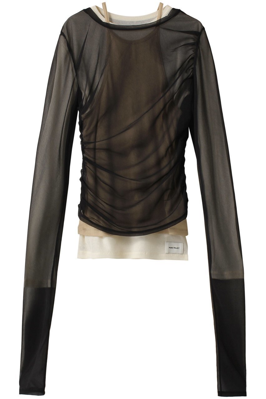 【プランク プロジェクト/PRANK PROJECT】のトリプルレイヤードシアートップ / Triple Layered Sheer Top 人気、トレンドファッション・服の通販 founy(ファニー) 　ファッション　Fashion　レディースファッション　Fashion for Women　トップス・カットソー　Cut & Sew Tops　シャツ・ブラウス・オフィスカジュアル　Elegant Blouses & Button-Ups　ロングTシャツ・Tシャツ　Longline T-Shirts & Tees　カットソー・ベーシックTシャツ　Cut-and-Sewn Tops / Stretch Tees & Basics　インナー　Innerwear　ギャザー　Gathered, Ruffled　今季　This Season, Current Season　スリーブ　Sleeve, Long Sleeve / Short Sleeve　タンク　Tank Top, Sleeveless Top　タンブラー　Tumbler, Travel Mug　チュニック　Tunic, Long Top　テレコ　Ribbed, Rib Stitch　トリプル　Triple, Three Layers　長袖　Long Sleeve, Full Sleeve　ロング　Long, Long-Length　おすすめ　Recommended / Our Picks　エレガント 上品　Elegant　 other-1|ID: prp329100003757596 ipo3291000000035791803