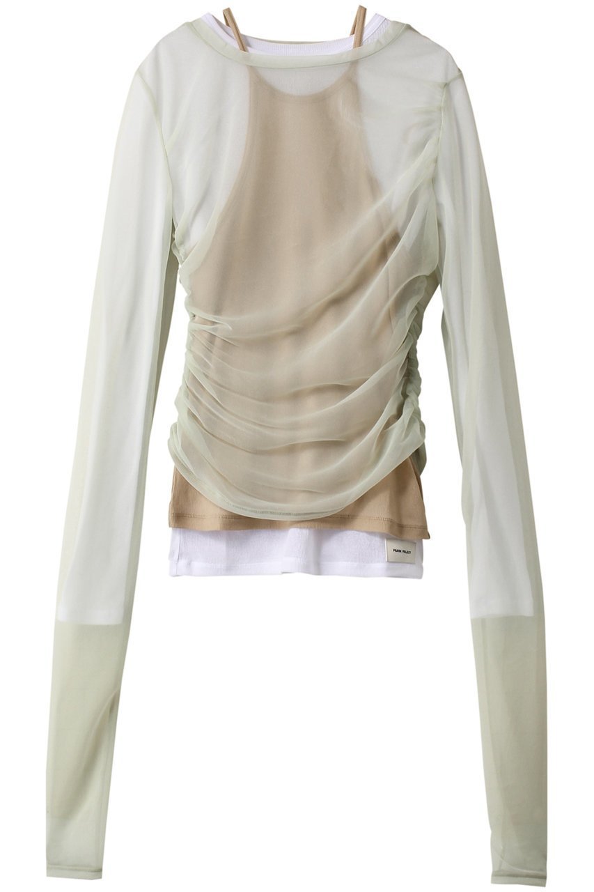 【プランク プロジェクト/PRANK PROJECT】のトリプルレイヤードシアートップ / Triple Layered Sheer Top インテリア・キッズ・メンズ・レディースファッション・服の通販 founy(ファニー) 　ファッション　Fashion　レディースファッション　Fashion for Women　トップス・カットソー　Cut & Sew Tops　シャツ・ブラウス・オフィスカジュアル　Elegant Blouses & Button-Ups　ロングTシャツ・Tシャツ　Longline T-Shirts & Tees　カットソー・ベーシックTシャツ　Cut-and-Sewn Tops / Stretch Tees & Basics　インナー　Innerwear　ギャザー　Gathered, Ruffled　今季　This Season, Current Season　スリーブ　Sleeve, Long Sleeve / Short Sleeve　タンク　Tank Top, Sleeveless Top　タンブラー　Tumbler, Travel Mug　チュニック　Tunic, Long Top　テレコ　Ribbed, Rib Stitch　トリプル　Triple, Three Layers　長袖　Long Sleeve, Full Sleeve　ロング　Long, Long-Length　おすすめ　Recommended / Our Picks　エレガント 上品　Elegant　LIME(ライム)|ID: prp329100003757596 ipo3291000000035934815