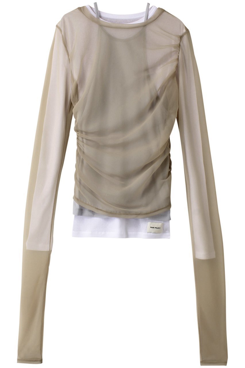 【プランク プロジェクト/PRANK PROJECT】のトリプルレイヤードシアートップ / Triple Layered Sheer Top インテリア・キッズ・メンズ・レディースファッション・服の通販 founy(ファニー) 　ファッション　Fashion　レディースファッション　Fashion for Women　トップス・カットソー　Cut & Sew Tops　シャツ・ブラウス・オフィスカジュアル　Elegant Blouses & Button-Ups　ロングTシャツ・Tシャツ　Longline T-Shirts & Tees　カットソー・ベーシックTシャツ　Cut-and-Sewn Tops / Stretch Tees & Basics　インナー　Innerwear　ギャザー　Gathered, Ruffled　今季　This Season, Current Season　スリーブ　Sleeve, Long Sleeve / Short Sleeve　タンク　Tank Top, Sleeveless Top　タンブラー　Tumbler, Travel Mug　チュニック　Tunic, Long Top　テレコ　Ribbed, Rib Stitch　トリプル　Triple, Three Layers　長袖　Long Sleeve, Full Sleeve　ロング　Long, Long-Length　おすすめ　Recommended / Our Picks　エレガント 上品　Elegant　BGE(ベージュ)|ID: prp329100003757596 ipo3291000000035934817