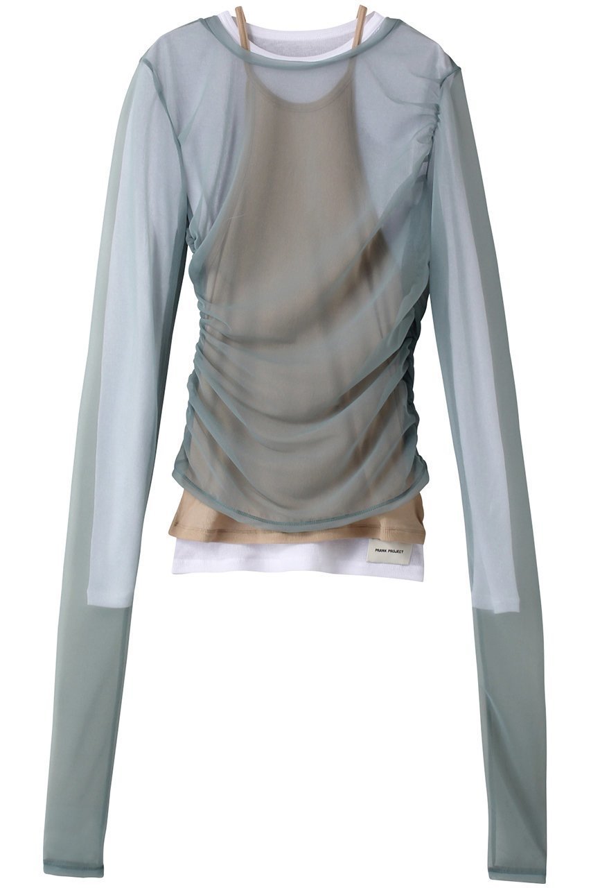 【プランク プロジェクト/PRANK PROJECT】のトリプルレイヤードシアートップ / Triple Layered Sheer Top インテリア・キッズ・メンズ・レディースファッション・服の通販 founy(ファウニー) ファッション Fashion レディースファッション Fashion for Women トップス・カットソー Cut & Sew Tops シャツ・ブラウス・オフィスカジュアル Elegant Blouses & Button-Ups ロングTシャツ・Tシャツ Longline T-Shirts & Tees カットソー・ベーシックTシャツ Cut-and-Sewn Tops / Stretch Tees & Basics インナー Innerwear ギャザー Gathered, Ruffled 今季 This Season, Current Season スリーブ Sleeve, Long Sleeve / Short Sleeve タンク Tank Top, Sleeveless Top タンブラー Tumbler, Travel Mug チュニック Tunic, Long Top テレコ Ribbed, Rib Stitch トリプル Triple, Three Layers 長袖 Long Sleeve, Full Sleeve ロング Long, Long-Length おすすめ Recommended / Our Picks エレガント 上品 Elegant GRY(グレー)|ID: prp329100003757596 ipo3291000000036984703