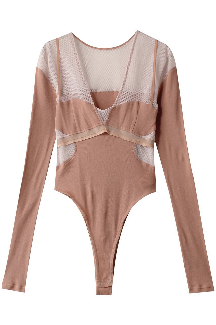 【プランク プロジェクト/PRANK PROJECT】のメッシュテレコトリムボディスーツ / Mesh Teleco Trim Bodysuit インテリア・キッズ・メンズ・レディースファッション・服の通販 founy(ファニー) 　ファッション　Fashion　レディースファッション　Fashion for Women　トップス・カットソー　Cut & Sew Tops　キャミソール&ノースリーブ　Camisoles & Sleeveless Tops　シャツ・ブラウス・オフィスカジュアル　Elegant Blouses & Button-Ups　ロングTシャツ・Tシャツ　Longline T-Shirts & Tees　カットソー・ベーシックTシャツ　Cut-and-Sewn Tops / Stretch Tees & Basics　おすすめ　Recommended / Our Picks　カッティング　Cutting Detail　キャミソール　Camisole, Spaghetti Strap Top　コンビ　Combo, Combination Style　スポーティ　Sporty, Casual Athletic　スラックス　Slacks, Dress Pants　タンク　Tank Top, Sleeveless Top　テレコ　Ribbed, Rib Stitch　デニム　Denim, Jeans Material　メッシュ　Mesh, Net Fabric　ランジェリー　Lingerie, Intimate Wear　P.BGE(ピンクベージュ)|ID: prp329100003757599 ipo3291000000032838530