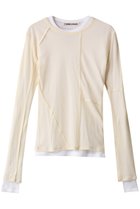 【プランク プロジェクト/PRANK PROJECT】のシアーフライスレイヤードトップ / Sheer Fraise Layered Top 人気、トレンドファッション・服の通販 founy(ファニー) ファッション Fashion レディースファッション Fashion for Women トップス・カットソー Cut & Sew Tops シャツ・ブラウス・オフィスカジュアル Elegant Blouses & Button-Ups ロングTシャツ・Tシャツ Longline T-Shirts & Tees カットソー・ベーシックTシャツ Cut-and-Sewn Tops / Stretch Tees & Basics インナー Innerwear スリーブ Sleeve, Long Sleeve / Short Sleeve リラックス Relax, Relaxed Fit ロング Long, Long-Length thumbnail CRM(クリーム)|ID: prp329100003757606 ipo3291000000032935745