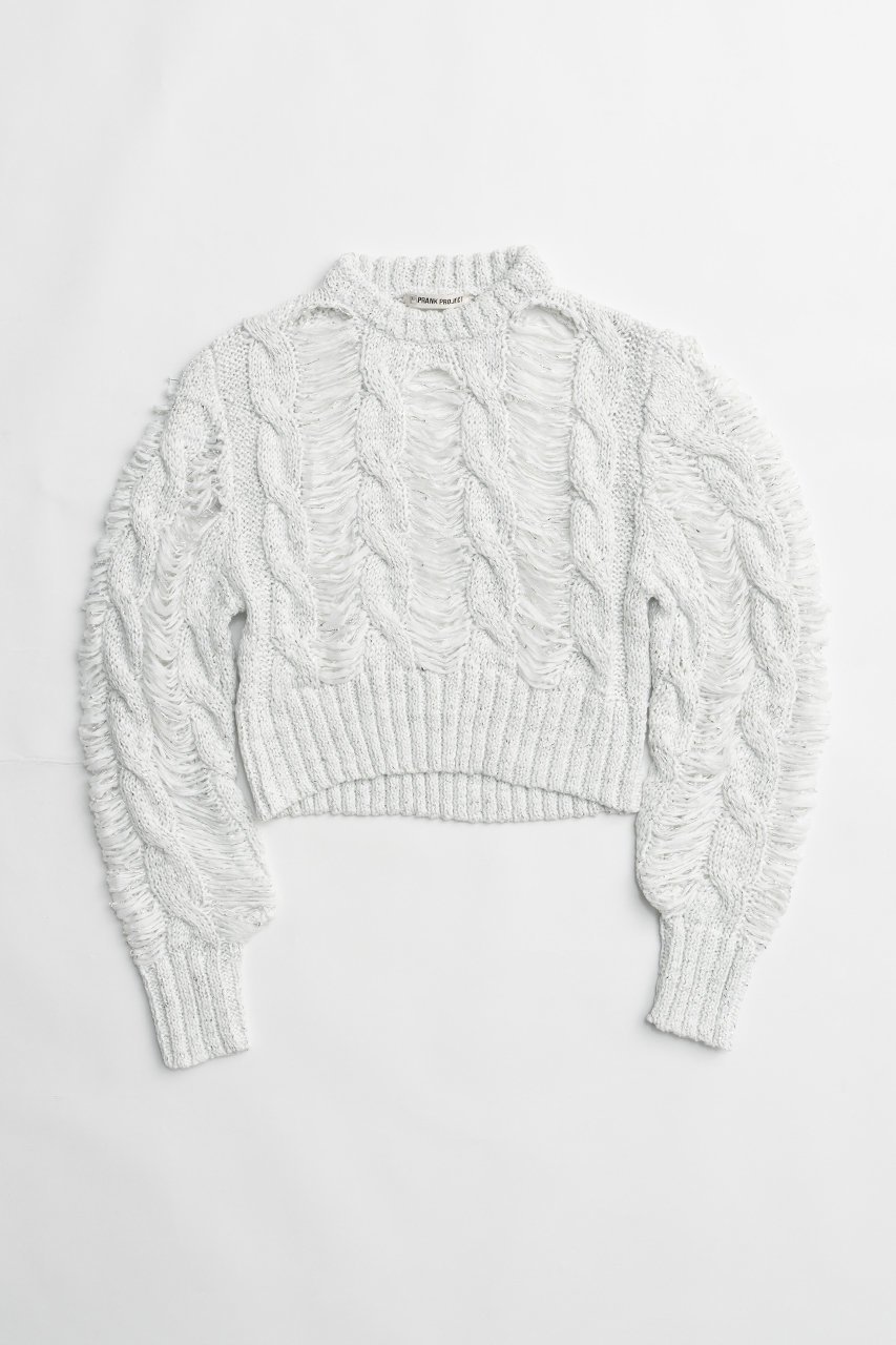 【プランク プロジェクト/PRANK PROJECT】のラメケーブルニットプルオーバー / Lame Cable Knit Pullover インテリア・キッズ・メンズ・レディースファッション・服の通販 founy(ファニー) 　ファッション　Fashion　レディースファッション　WOMEN　トップス・カットソー　Tops/Tshirt　ニット　Knit Tops　プルオーバー　Pullover　おすすめ　Recommend　バランス　Balance　WHT(ホワイト)|ID: prp329100003757608 ipo3291000000024750412