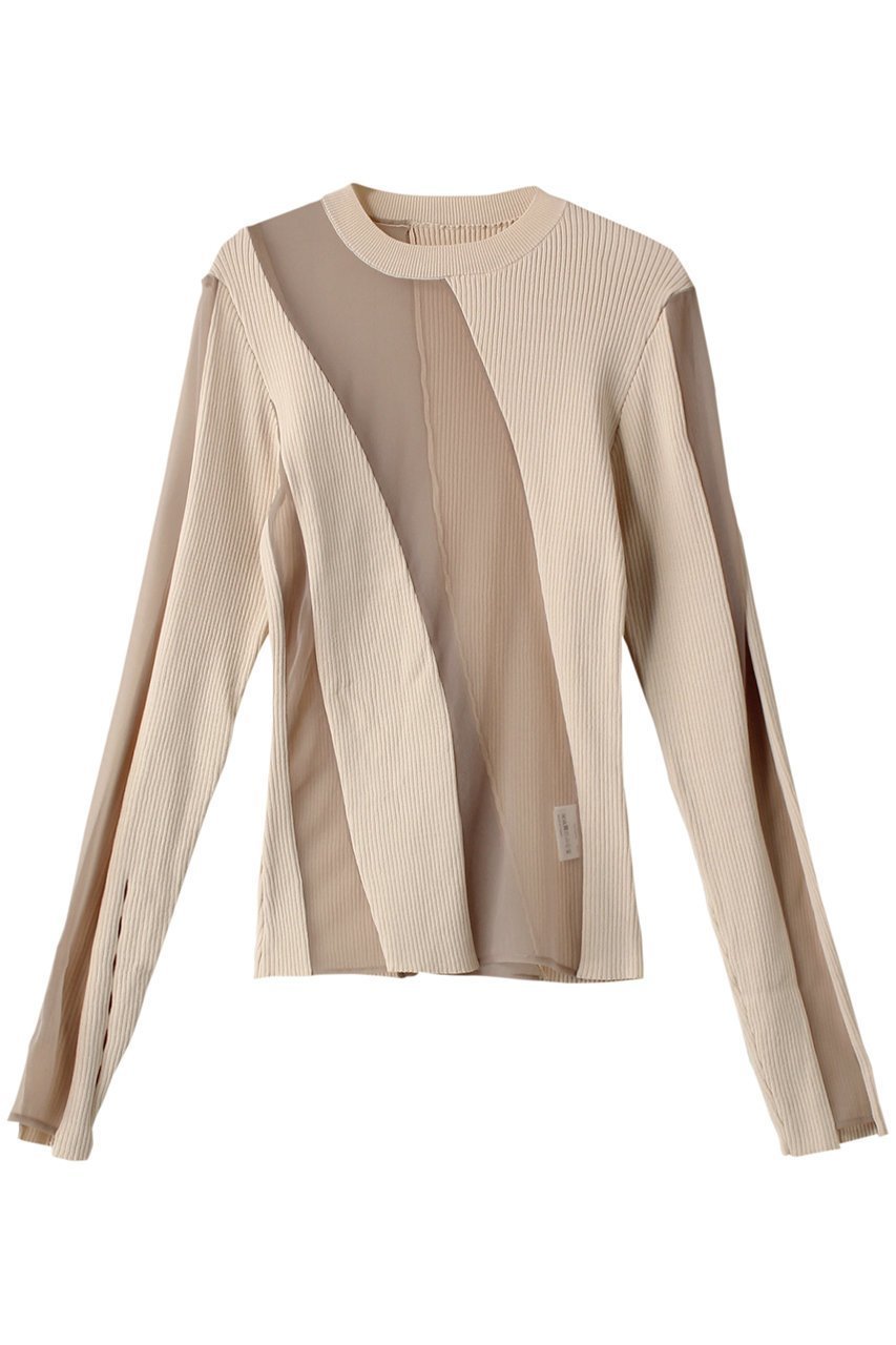 【プランク プロジェクト/PRANK PROJECT】のシアードッキングリブニット / Sheer Docking Rib Knit インテリア・キッズ・メンズ・レディースファッション・服の通販 founy(ファニー) 　ファッション　Fashion　レディースファッション　Fashion for Women　トップス・カットソー　Cut & Sew Tops　ニット　Knit Tops & Sweaters　カジュアルプルオーバー・ニットトップス　Pullovers & Knit Tops / Casual Pullovers　キャミ　Camisole, Cami Top　シアー　Sheer, See-Through　ビスチェ　Bustier, Corset Top　BGE(ベージュ)|ID: prp329100003757609 ipo3291000000032950446