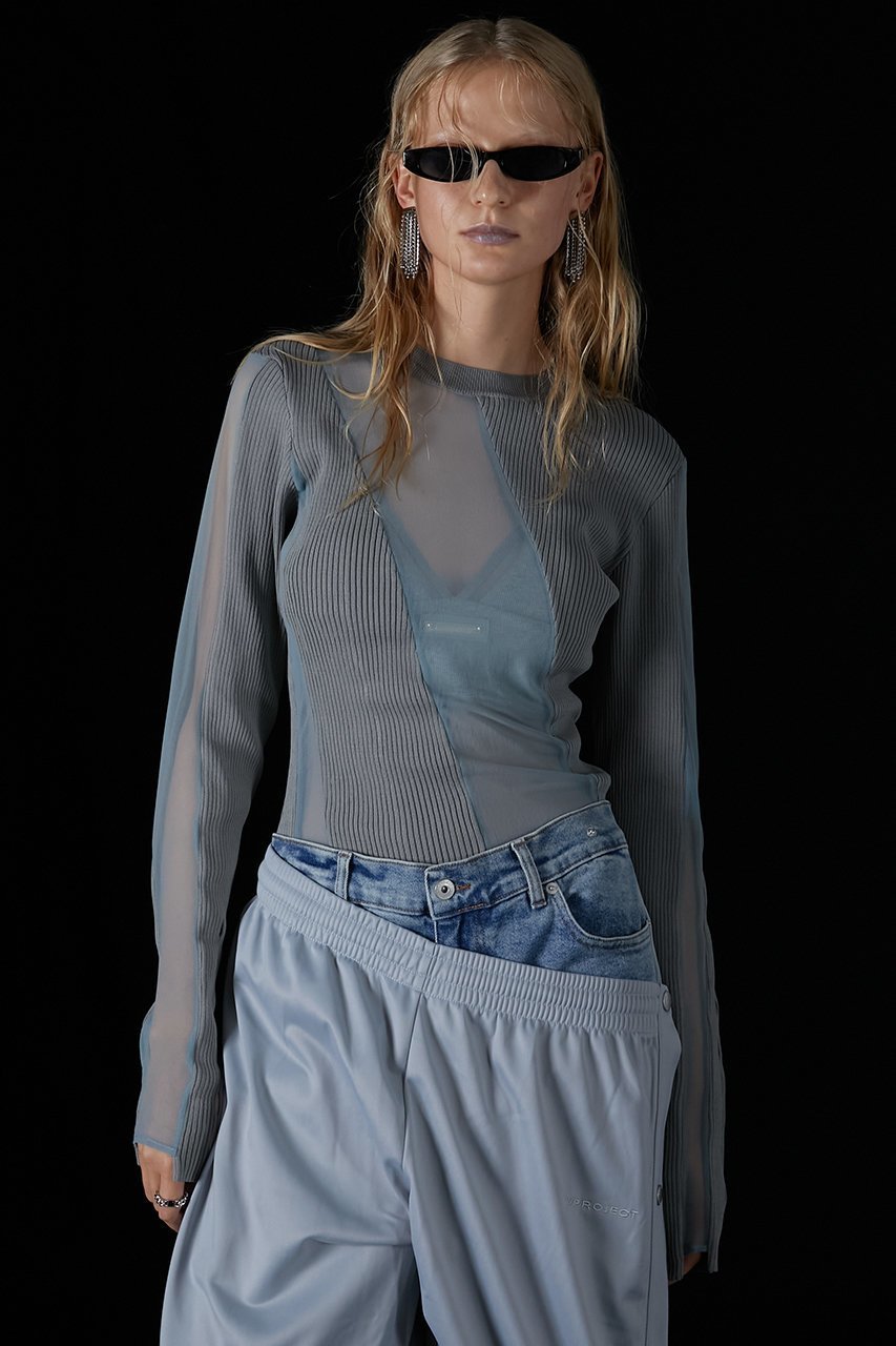 【プランク プロジェクト/PRANK PROJECT】のシアードッキングリブニット / Sheer Docking Rib Knit 人気、トレンドファッション・服の通販 founy(ファニー) 　ファッション　Fashion　レディースファッション　Fashion for Women　トップス・カットソー　Cut & Sew Tops　ニット　Knit Tops & Sweaters　カジュアルプルオーバー・ニットトップス　Pullovers & Knit Tops / Casual Pullovers　キャミ　Camisole, Cami Top　シアー　Sheer, See-Through　ビスチェ　Bustier, Corset Top　other-8|ID: prp329100003757609 ipo3291000000036884192