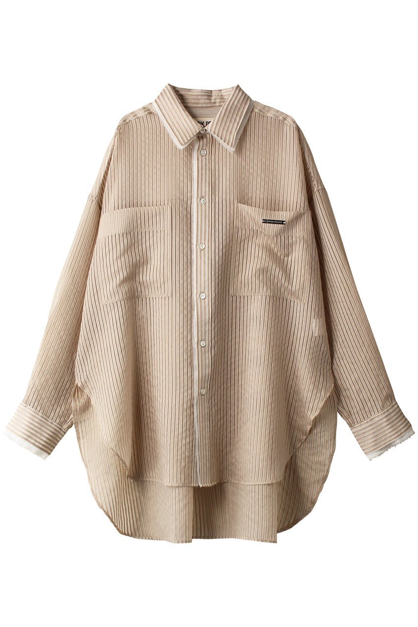 【プランク プロジェクト/PRANK PROJECT】のシアーストライプシャツ / Sheer Stripe Shirt インテリア・キッズ・メンズ・レディースファッション・服の通販 founy(ファニー) 　ファッション　Fashion　レディースファッション　Fashion for Women　トップス・カットソー　Cut & Sew Tops　シャツ・ブラウス・オフィスカジュアル　Elegant Blouses & Button-Ups　おすすめ　Recommended / Our Picks　シアー　Sheer, See-Through　ストライプ　Stripe, Striped Pattern　スリーブ　Sleeve, Long Sleeve / Short Sleeve　チュニック　Tunic, Long Top　ビスチェ　Bustier, Corset Top　ロング　Long, Long-Length　BGE(ベージュ)|ID: prp329100003757610 ipo3291000000032920432