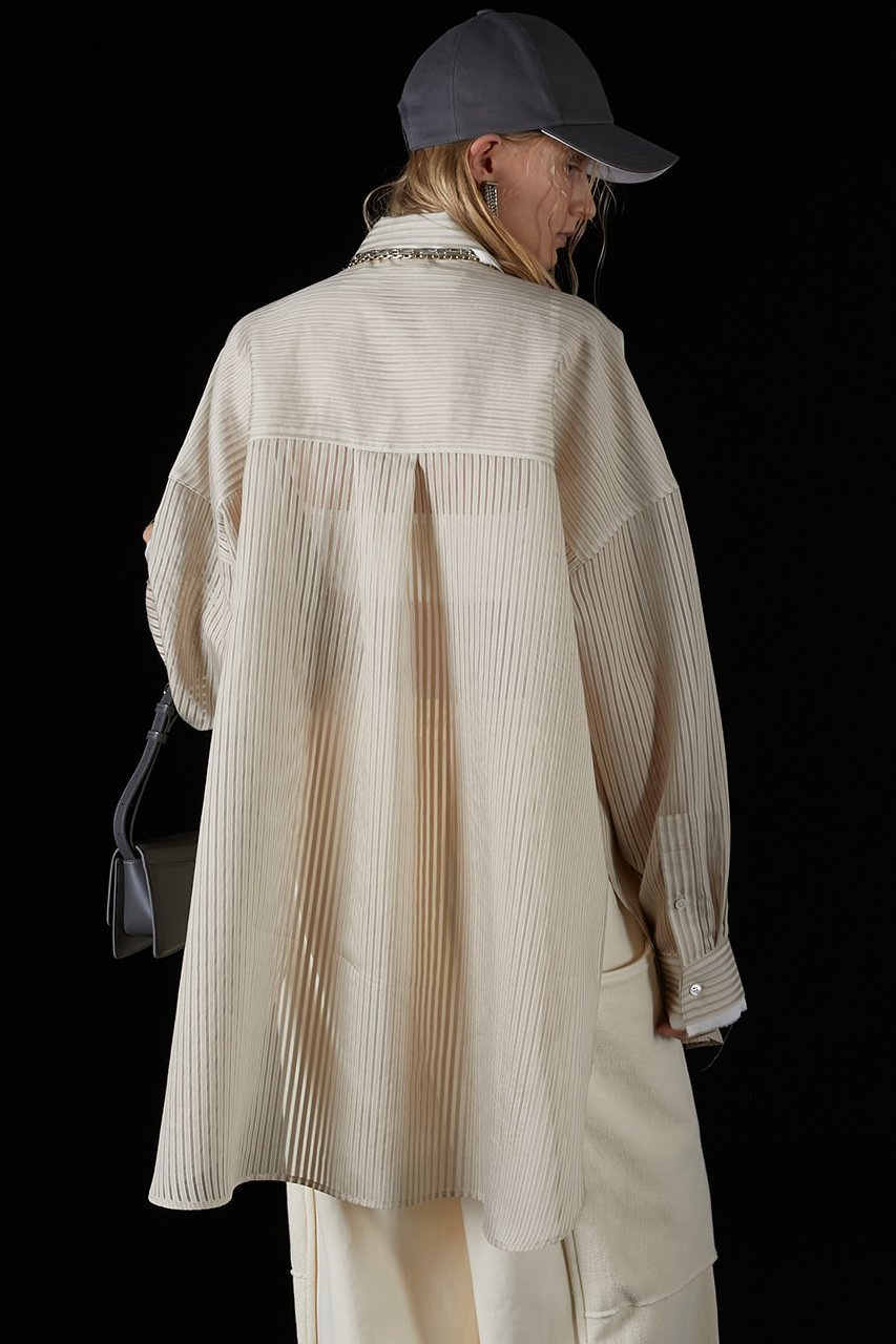 【プランク プロジェクト/PRANK PROJECT】のシアーストライプシャツ / Sheer Stripe Shirt 人気、トレンドファッション・服の通販 founy(ファニー) 　ファッション　Fashion　レディースファッション　Fashion for Women　トップス・カットソー　Cut & Sew Tops　シャツ・ブラウス・オフィスカジュアル　Elegant Blouses & Button-Ups　おすすめ　Recommended / Our Picks　シアー　Sheer, See-Through　ストライプ　Stripe, Striped Pattern　スリーブ　Sleeve, Long Sleeve / Short Sleeve　チュニック　Tunic, Long Top　ビスチェ　Bustier, Corset Top　ロング　Long, Long-Length　other-8|ID: prp329100003757610 ipo3291000000032920500