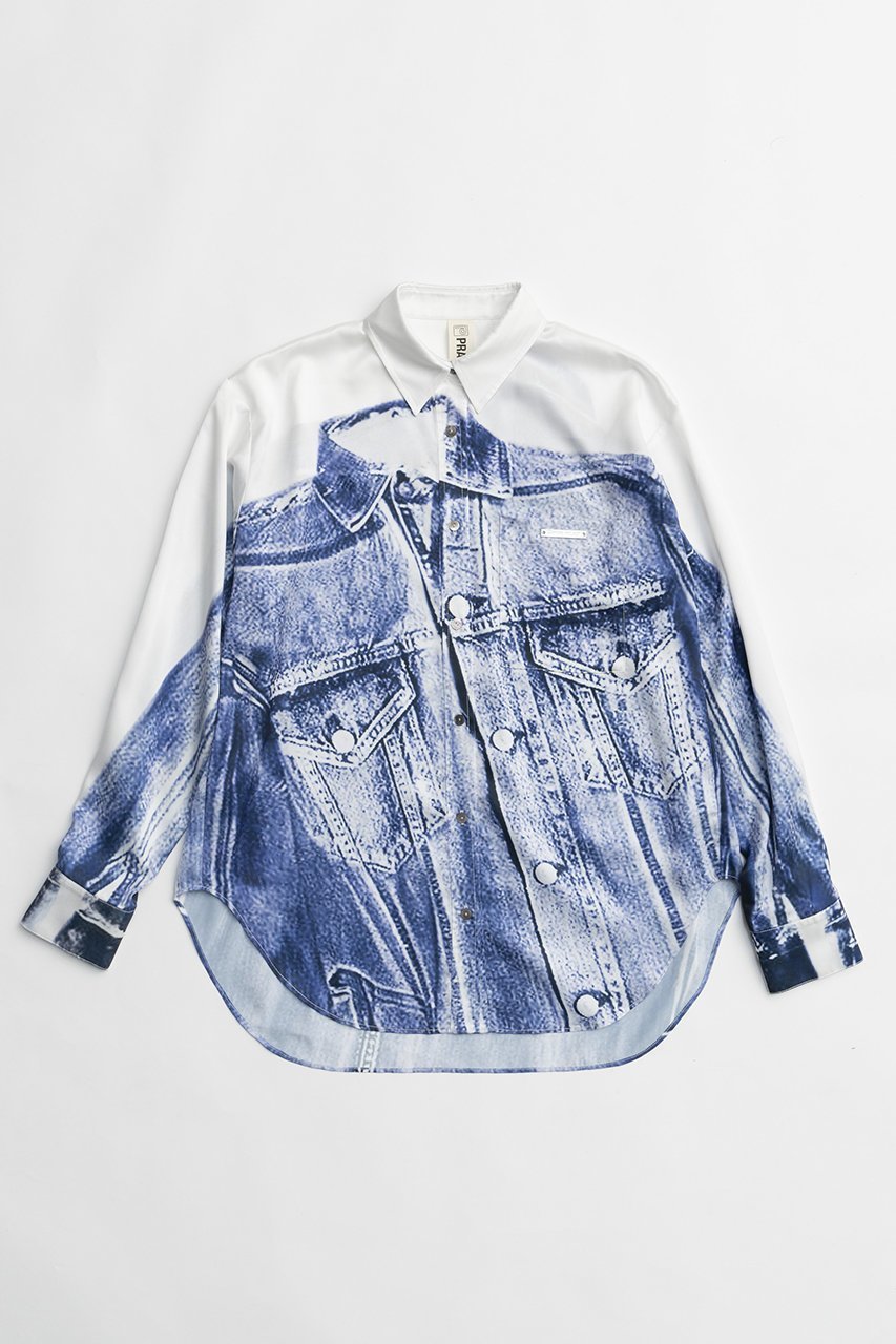 【プランク プロジェクト/PRANK PROJECT】のデニムプリントシャツ / Denim Printed Shirt インテリア・キッズ・メンズ・レディースファッション・服の通販 founy(ファニー) 　ファッション　Fashion　レディースファッション　WOMEN　トップス・カットソー　Tops/Tshirt　キャミソール / ノースリーブ　No Sleeves　シャツ/ブラウス　Shirts/Blouses　ロング / Tシャツ　T-Shirts　カットソー　Cut and Sewn　おすすめ　Recommend　キャミソール　Camisole　サテン　Satin　ジャケット　Jacket　セットアップ　Set Up　タンク　Tank　デニム　Denim　プリント　Print　リアル　Real　BLU(ブルー)|ID: prp329100003757611 ipo3291000000024750423