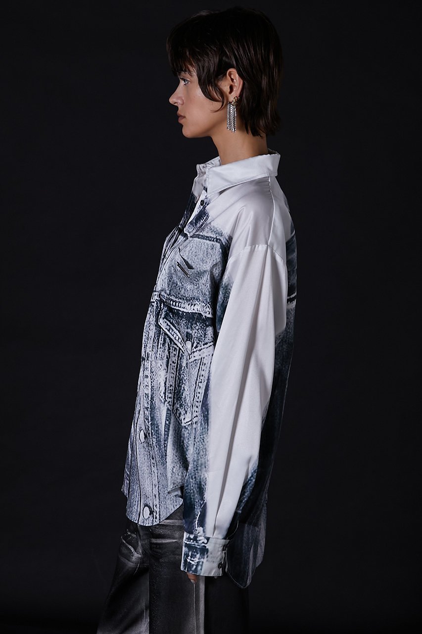 【プランク プロジェクト/PRANK PROJECT】のデニムプリントシャツ / Denim Printed Shirt 人気、トレンドファッション・服の通販 founy(ファニー) 　ファッション　Fashion　レディースファッション　WOMEN　トップス・カットソー　Tops/Tshirt　キャミソール / ノースリーブ　No Sleeves　シャツ/ブラウス　Shirts/Blouses　ロング / Tシャツ　T-Shirts　カットソー　Cut and Sewn　おすすめ　Recommend　キャミソール　Camisole　サテン　Satin　ジャケット　Jacket　セットアップ　Set Up　タンク　Tank　デニム　Denim　プリント　Print　リアル　Real　other-7|ID: prp329100003757611 ipo3291000000031387332