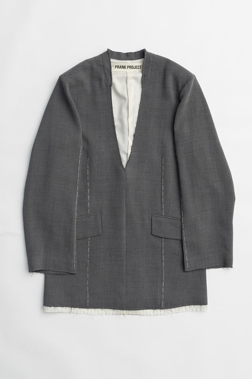 【プランク プロジェクト/PRANK PROJECT】のスーチングカットオフチュニック / Suiting Cut-off Tunic インテリア・キッズ・メンズ・レディースファッション・服の通販 founy(ファニー) 　ファッション　Fashion　レディースファッション　Fashion for Women　ワンピース　Dresses　チュニック　Tunic Tops & Dresses　おすすめ　Recommended / Our Picks　ジャケット　Jacket, Outerwear　ソックス　Socks, Hosiery　タイツ　Tights, Legwear　チュニック　Tunic, Long Top　ハンド　Hand, Handmade　モダン　Modern, Contemporary　モチーフ　Motif, Design Theme　レース　Lace, Lace Fabric　GRY(グレー)|ID: prp329100003757617 ipo3291000000032899917