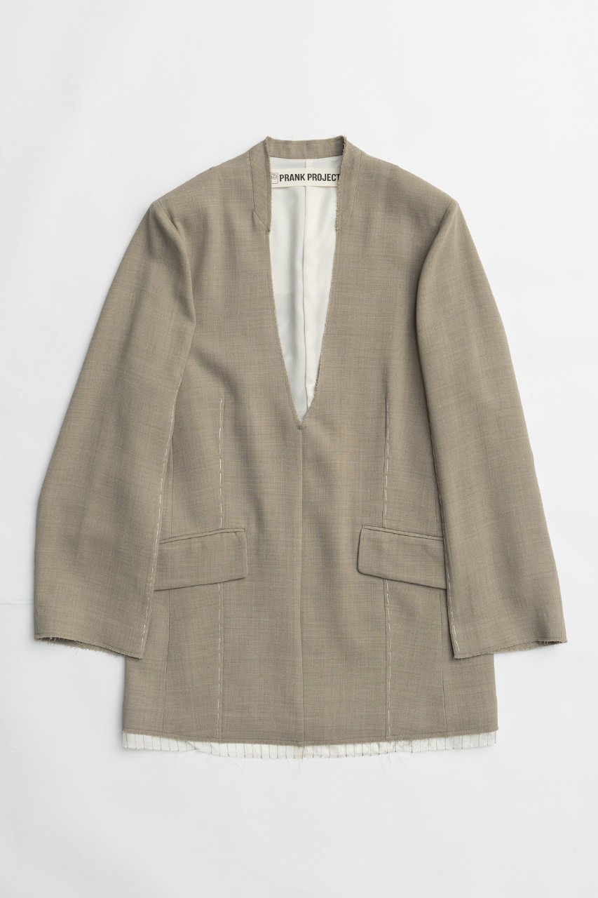 【プランク プロジェクト/PRANK PROJECT】のスーチングカットオフチュニック / Suiting Cut-off Tunic インテリア・キッズ・メンズ・レディースファッション・服の通販 founy(ファニー) 　ファッション　Fashion　レディースファッション　Fashion for Women　ワンピース　Dresses　チュニック　Tunic Tops & Dresses　おすすめ　Recommended / Our Picks　ジャケット　Jacket, Outerwear　ソックス　Socks, Hosiery　タイツ　Tights, Legwear　チュニック　Tunic, Long Top　ハンド　Hand, Handmade　モダン　Modern, Contemporary　モチーフ　Motif, Design Theme　レース　Lace, Lace Fabric　BGE(ベージュ)|ID: prp329100003757617 ipo3291000000032899922