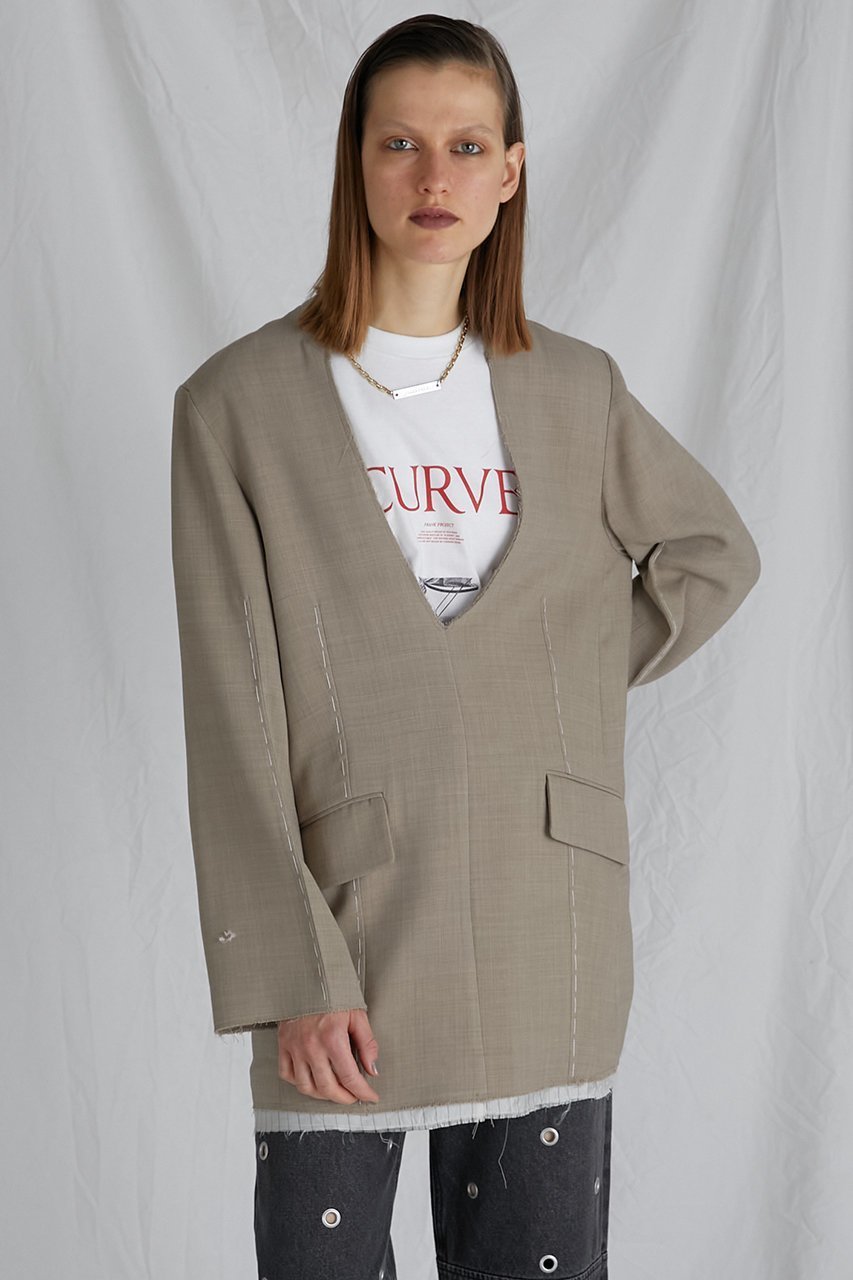 【プランク プロジェクト/PRANK PROJECT】のスーチングカットオフチュニック / Suiting Cut-off Tunic 人気、トレンドファッション・服の通販 founy(ファニー) 　ファッション　Fashion　レディースファッション　Fashion for Women　ワンピース　Dresses　チュニック　Tunic Tops & Dresses　おすすめ　Recommended / Our Picks　ジャケット　Jacket, Outerwear　ソックス　Socks, Hosiery　タイツ　Tights, Legwear　チュニック　Tunic, Long Top　ハンド　Hand, Handmade　モダン　Modern, Contemporary　モチーフ　Motif, Design Theme　レース　Lace, Lace Fabric　other-2|ID: prp329100003757617 ipo3291000000032899926