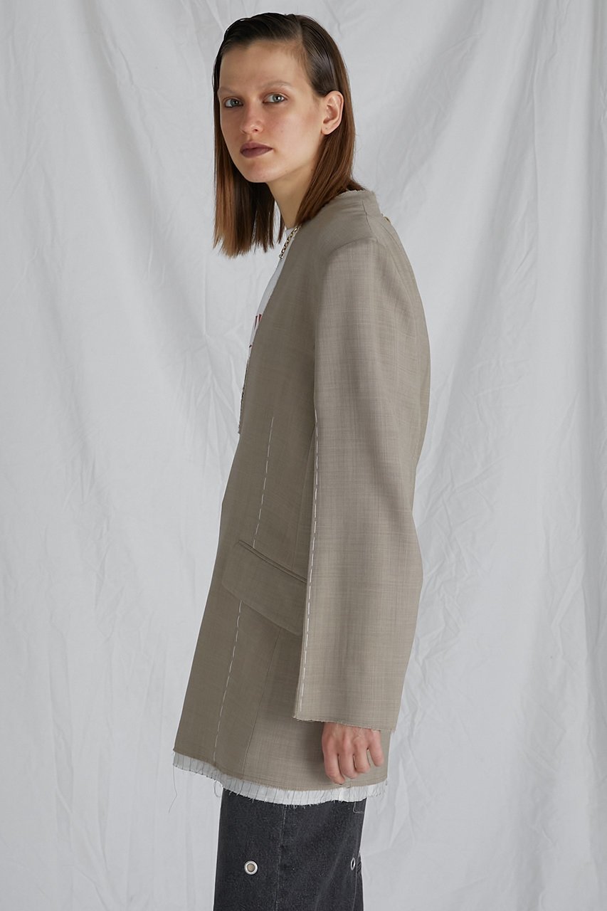 【プランク プロジェクト/PRANK PROJECT】のスーチングカットオフチュニック / Suiting Cut-off Tunic 人気、トレンドファッション・服の通販 founy(ファニー) 　ファッション　Fashion　レディースファッション　Fashion for Women　ワンピース　Dresses　チュニック　Tunic Tops & Dresses　おすすめ　Recommended / Our Picks　ジャケット　Jacket, Outerwear　ソックス　Socks, Hosiery　タイツ　Tights, Legwear　チュニック　Tunic, Long Top　ハンド　Hand, Handmade　モダン　Modern, Contemporary　モチーフ　Motif, Design Theme　レース　Lace, Lace Fabric　other-3|ID: prp329100003757617 ipo3291000000032899929