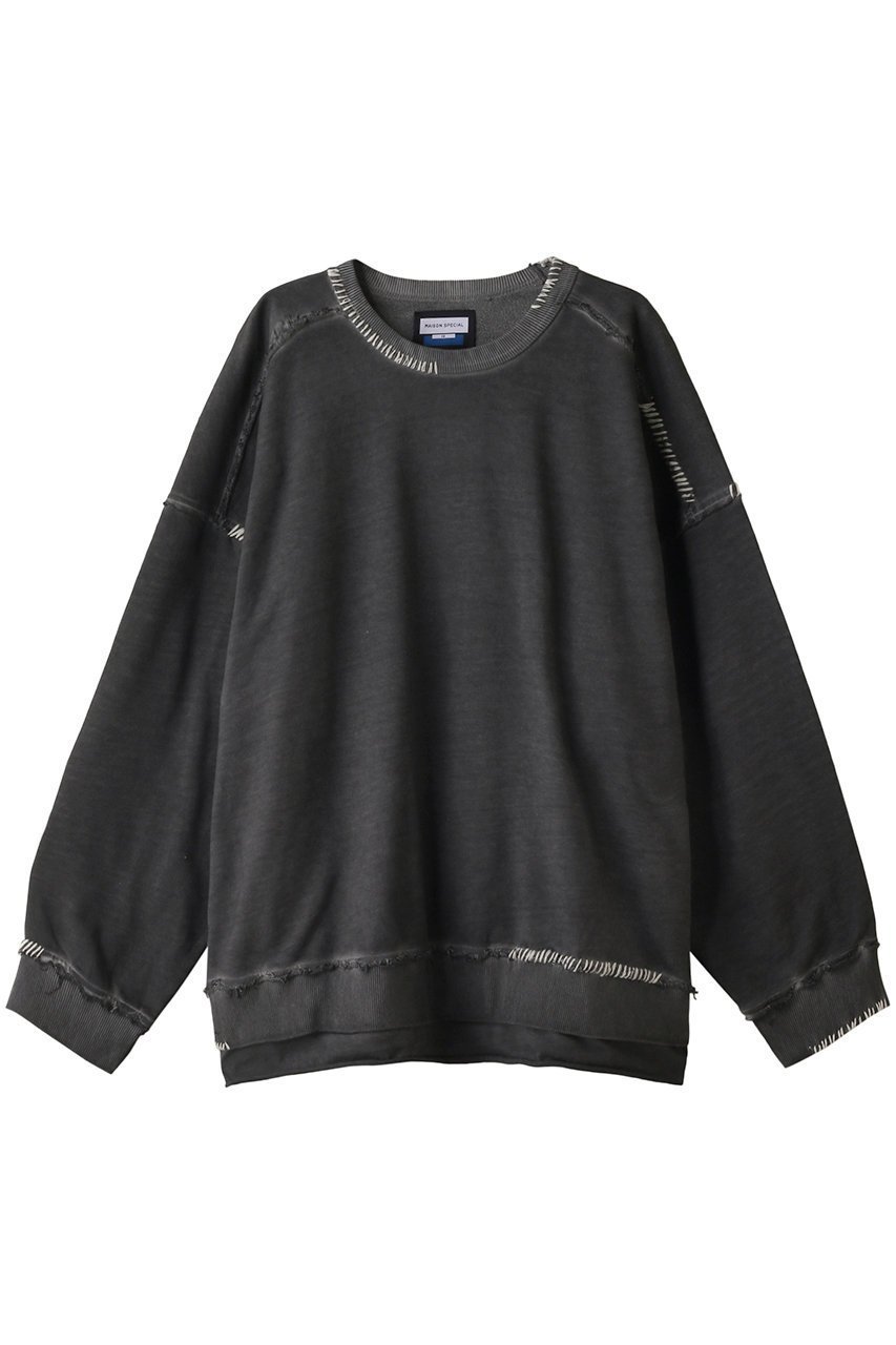 【メゾンスペシャル/MAISON SPECIAL】の【UNISEX】ヘビースウェットオーバーダイエンブロイダリーダメージ インテリア・キッズ・メンズ・レディースファッション・服の通販 founy(ファニー) 　ファッション　Fashion　レディースファッション　Fashion for Women　トップス・カットソー　Cut & Sew Tops　シャツ・ブラウス・オフィスカジュアル　Elegant Blouses & Button-Ups　レディースパーカー・カジュアルフーディー　Casual Hoodies & Sweatshirts　ロングTシャツ・Tシャツ　Longline T-Shirts & Tees　スウェット・クルーネックトップス　Sweatshirts & Crewnecks / Relaxed Fit Sweat Tops　カットソー・ベーシックTシャツ　Cut-and-Sewn Tops / Stretch Tees & Basics　ユニセックス　Unisex, Genderless　シンプル　Simple, Minimal　スウェット / スエット　Sweatshirt, Sweatwear　スリーブ　Sleeve, Long Sleeve / Short Sleeve　ダメージ　Distressed, Destroyed　ボトム　Bottoms, Lower Wear　ロング　Long, Long-Length　エレガント 上品　Elegant　BLK(ブラック)|ID: prp329100003761420 ipo3291000000032919672